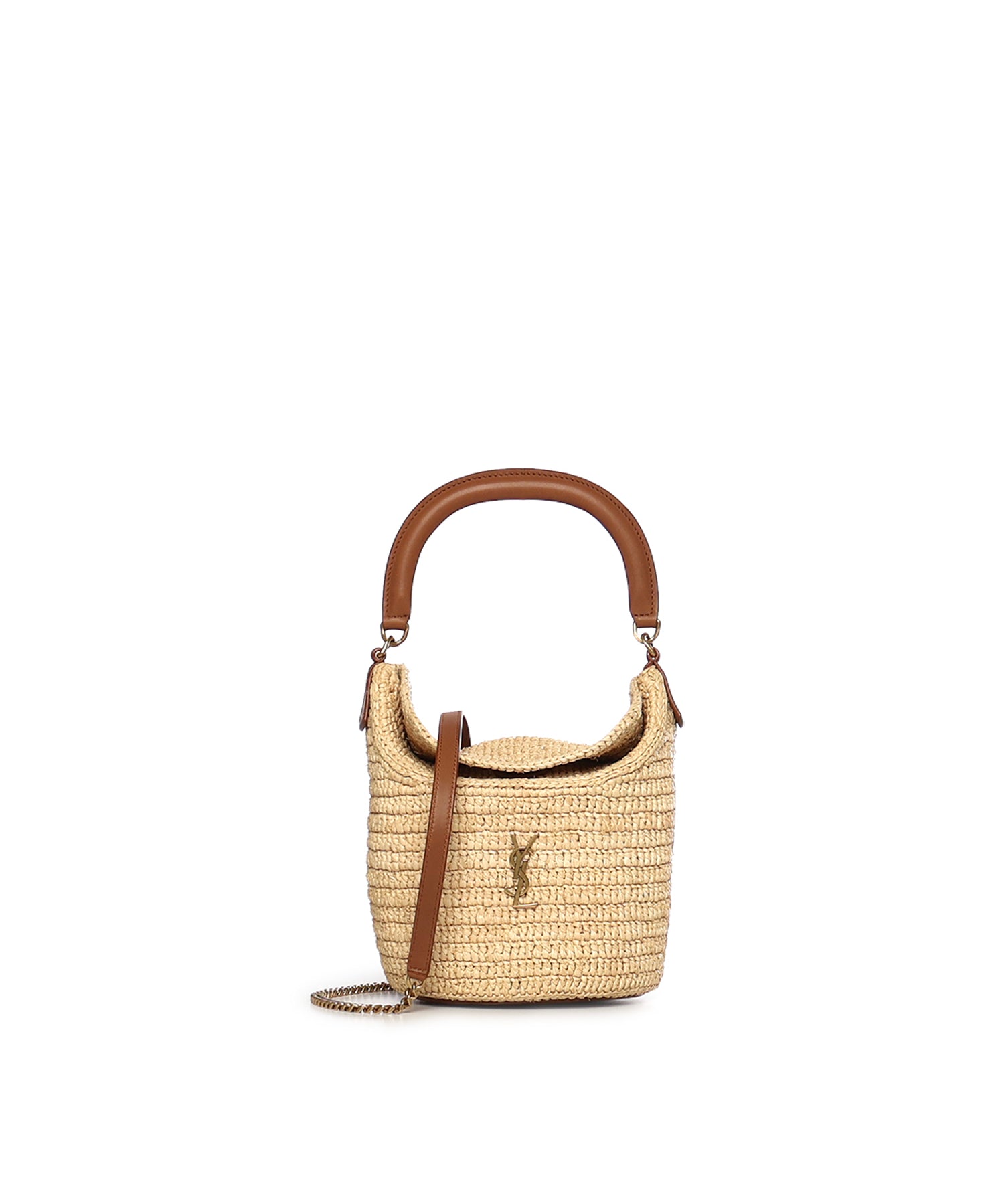 Secchiello Gaby in rafia con pelle 838591 GAAFC2791 SAINT LAURENT 