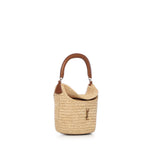 Secchiello Gaby in rafia con pelle 838591 GAAFC2791 SAINT LAURENT 