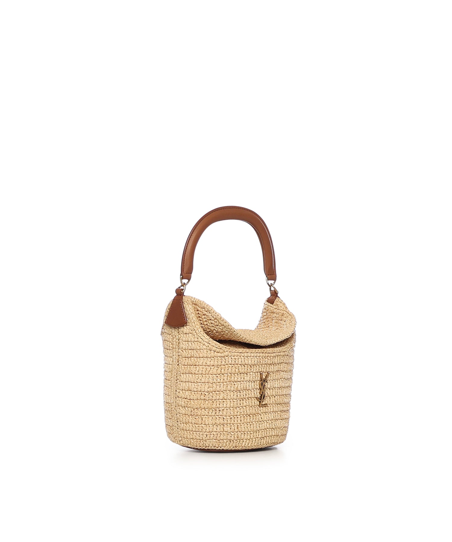 Secchiello Gaby in rafia con pelle 838591 GAAFC2791 SAINT LAURENT 
