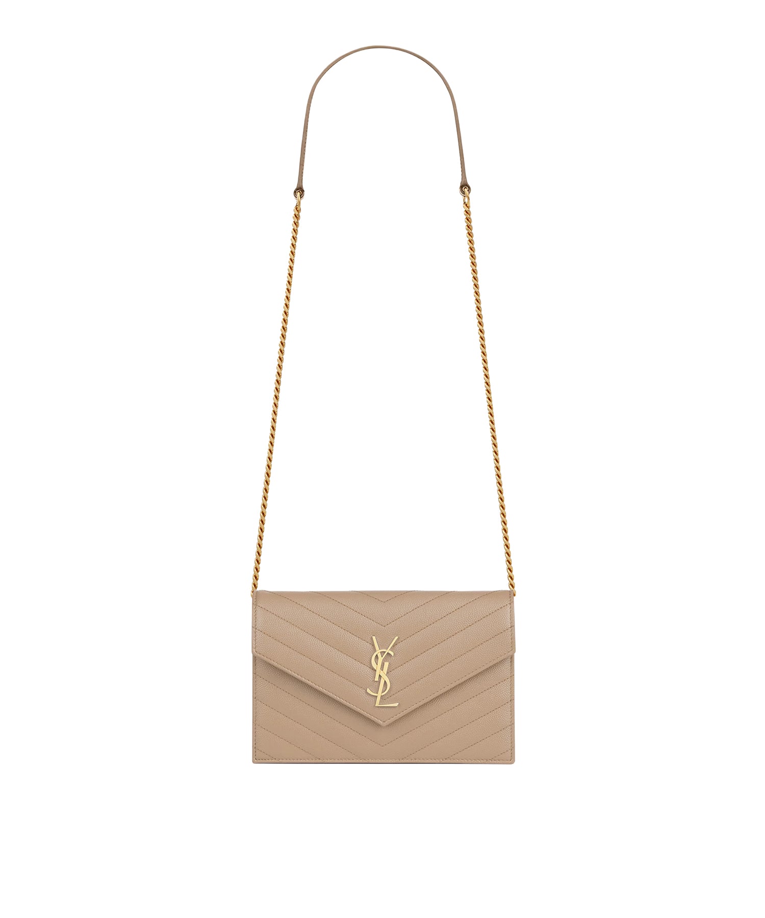 Pochette Envelope con catena Cassandre in pelle grain de poudre 857605 BOW012721 SAINT LAURENT 
