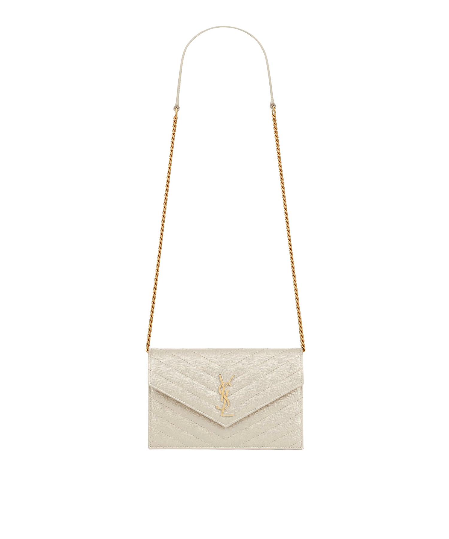 Pochette Envelope con catena Cassandre in pelle grain de poudre 857605 BOW019207 SAINT LAURENT 