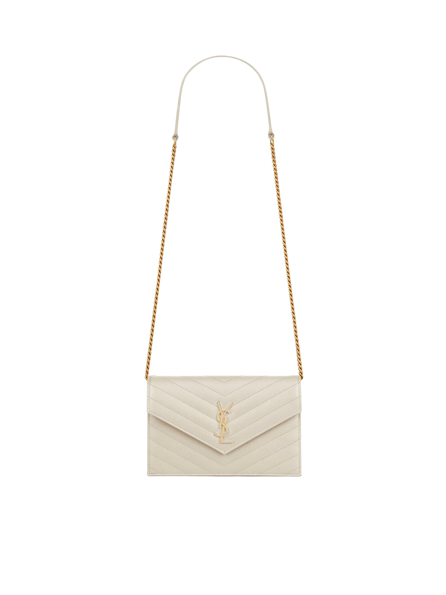 Pochette Envelope con catena Cassandre in pelle grain de poudre 857605 BOW019207 SAINT LAURENT 
