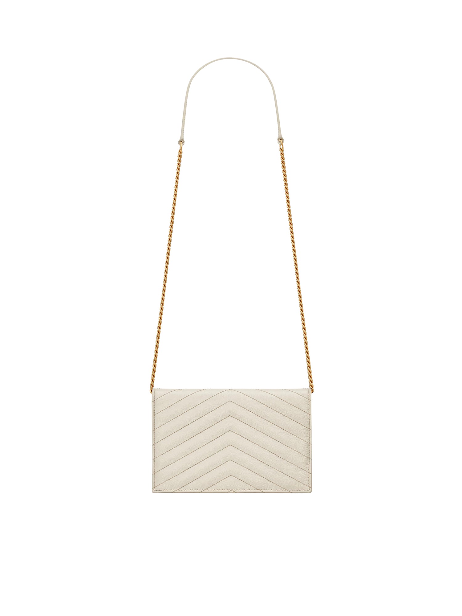 Pochette Envelope con catena Cassandre in pelle grain de poudre 857605 BOW019207 SAINT LAURENT 