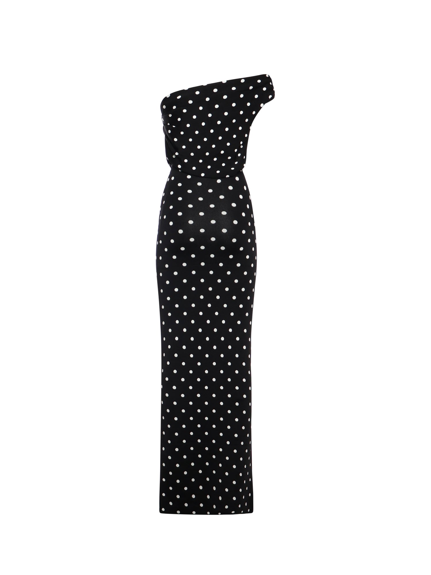 Abito midi in maglia drappeggiata a pois <BR/> RS26108MA B SELF-PORTRAIT 