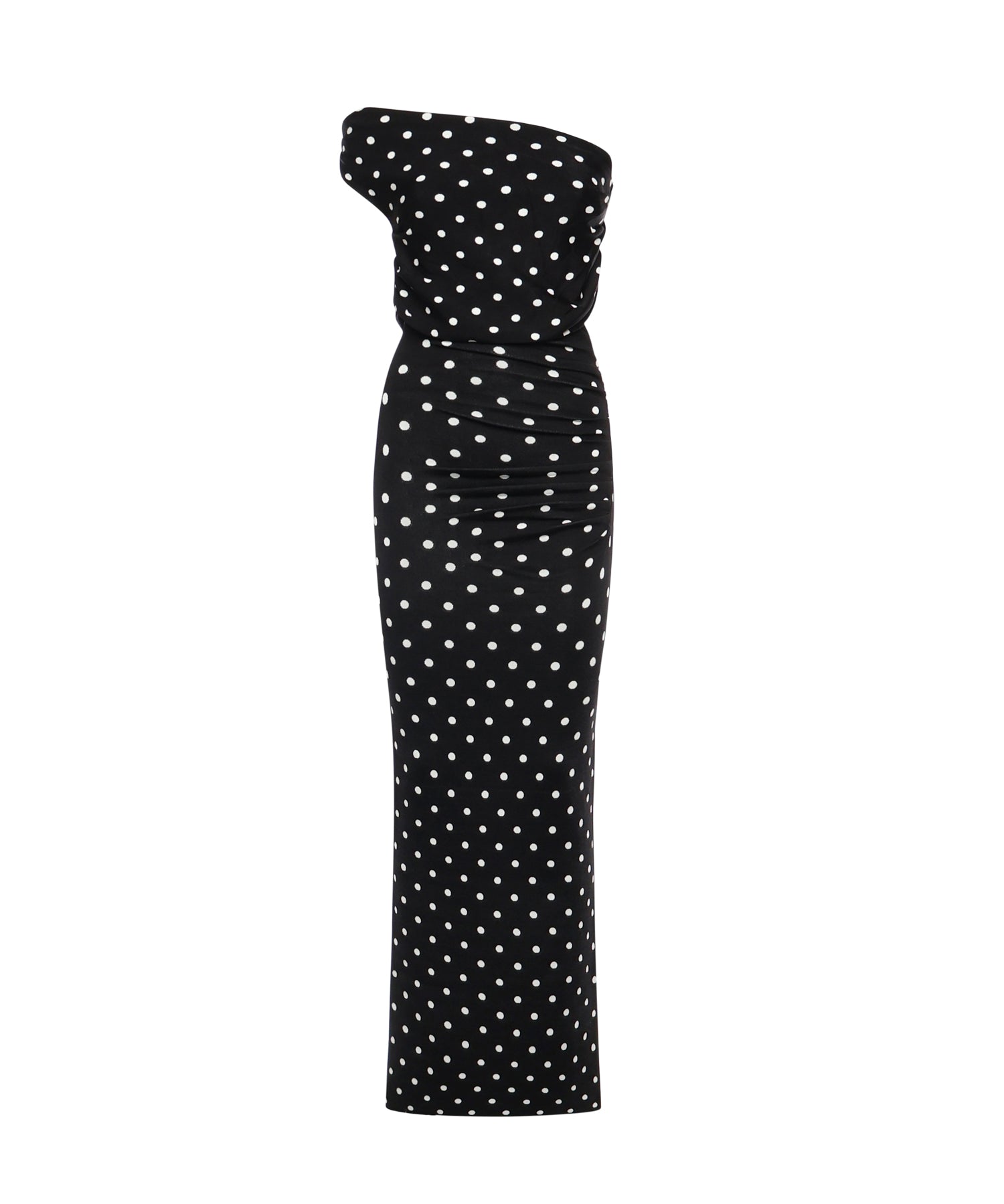 Abito midi in maglia drappeggiata a pois <BR/> RS26108MA B SELF-PORTRAIT 