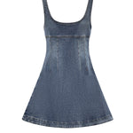 Miniabito svasato in denim con logo RS26812S BL SELF-PORTRAIT 