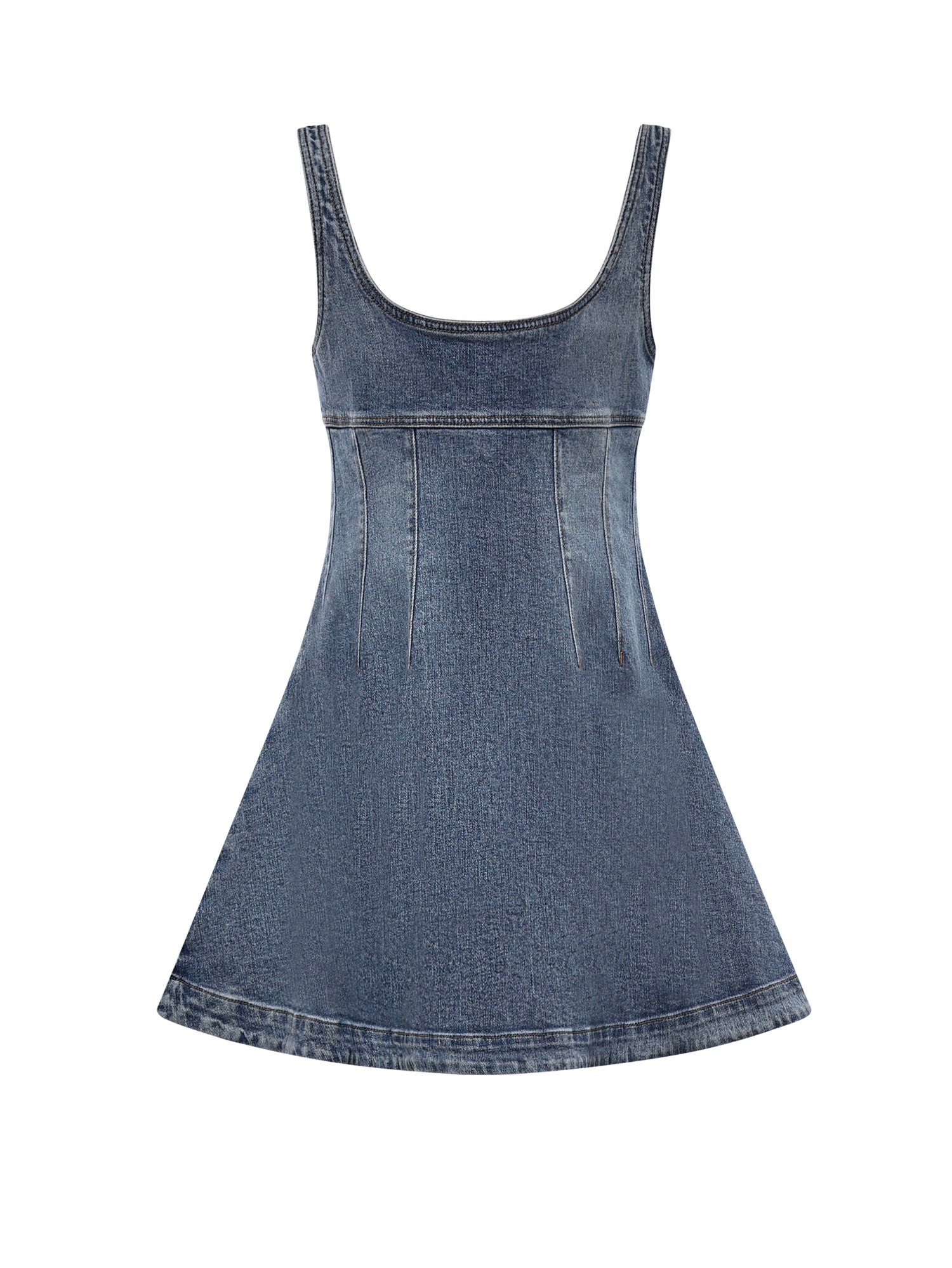 Miniabito svasato in denim con logo RS26812S BL SELF-PORTRAIT 