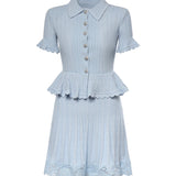 Mini abito con maglia con volant SS26049SA BL SELF-PORTRAIT 