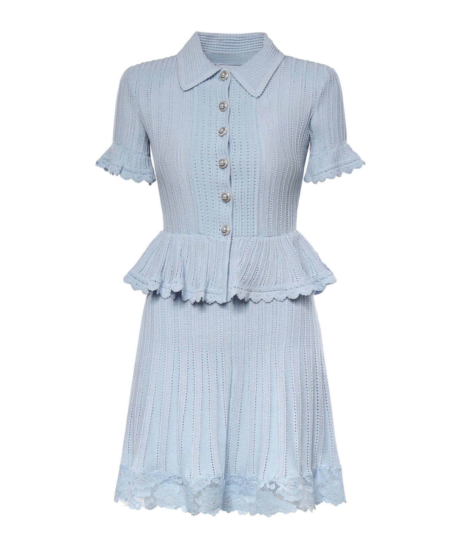 Mini abito con maglia con volant SS26049SA BL SELF-PORTRAIT 