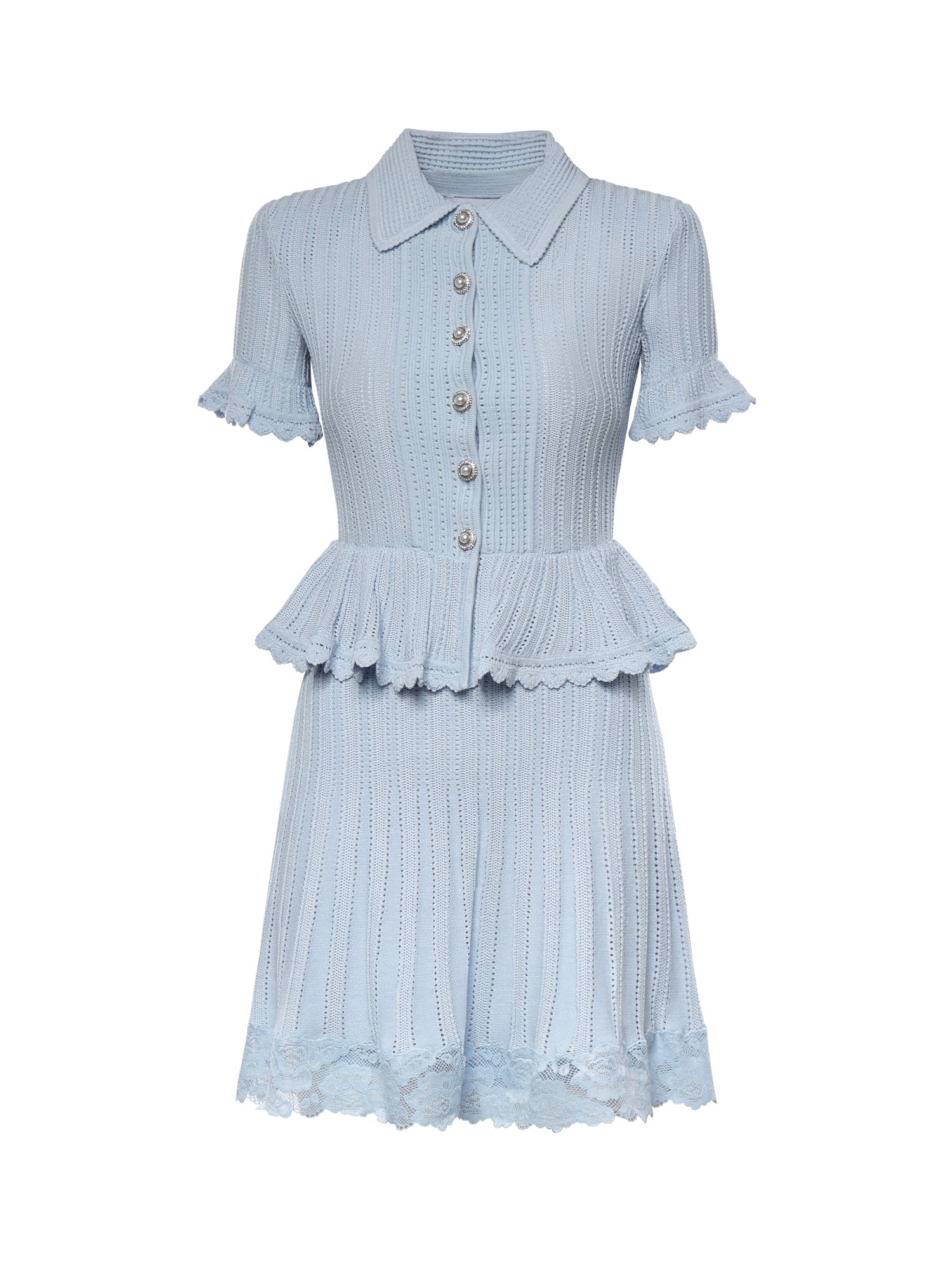 Mini abito con maglia con volant SS26049SA BL SELF-PORTRAIT 