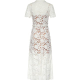 Abito midi in pizzo SS26096M W SELF-PORTRAIT 