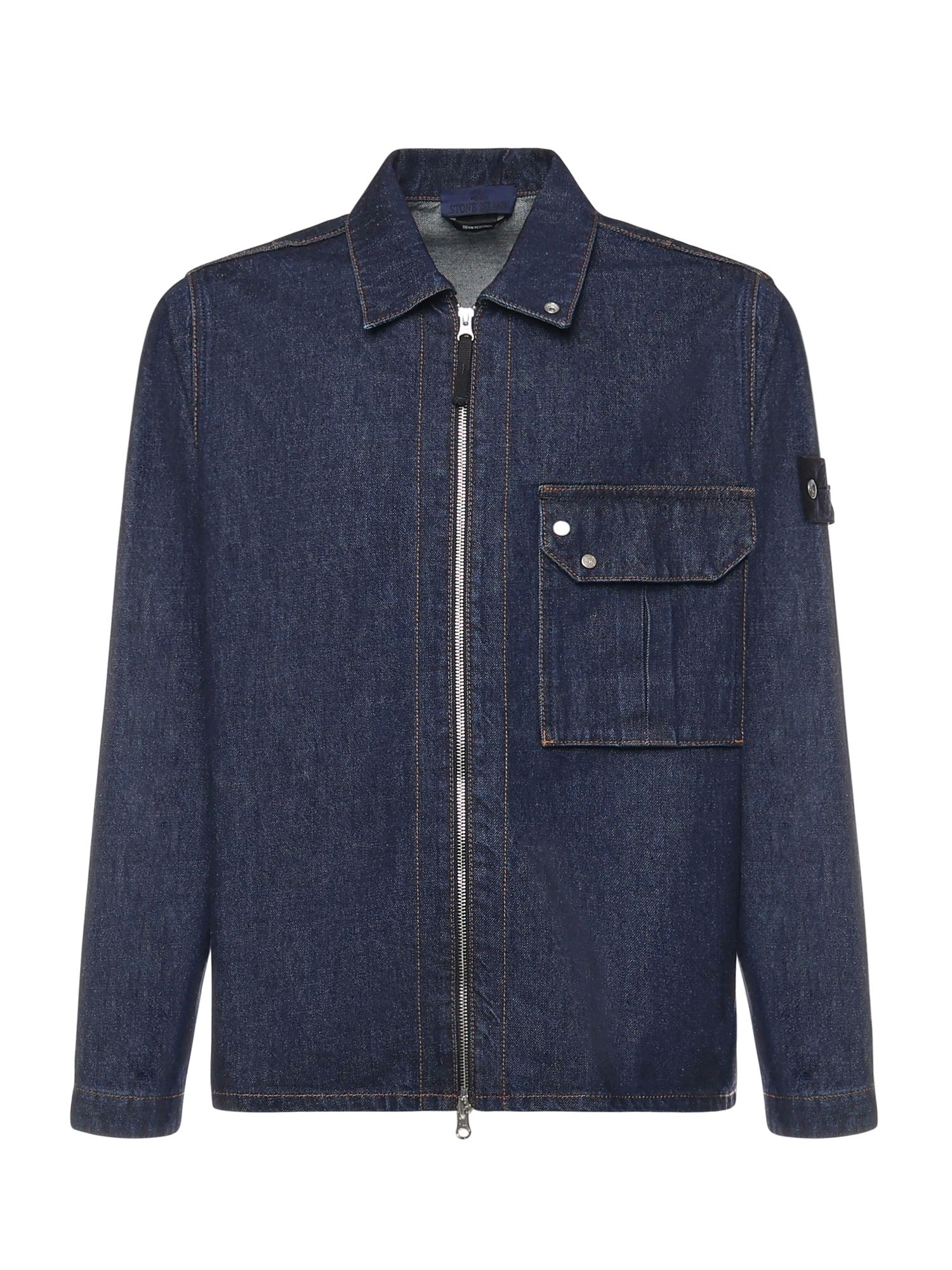 Overshirt in denim con logo L1S141200002 S00J7VJ201 STONE ISLAND 