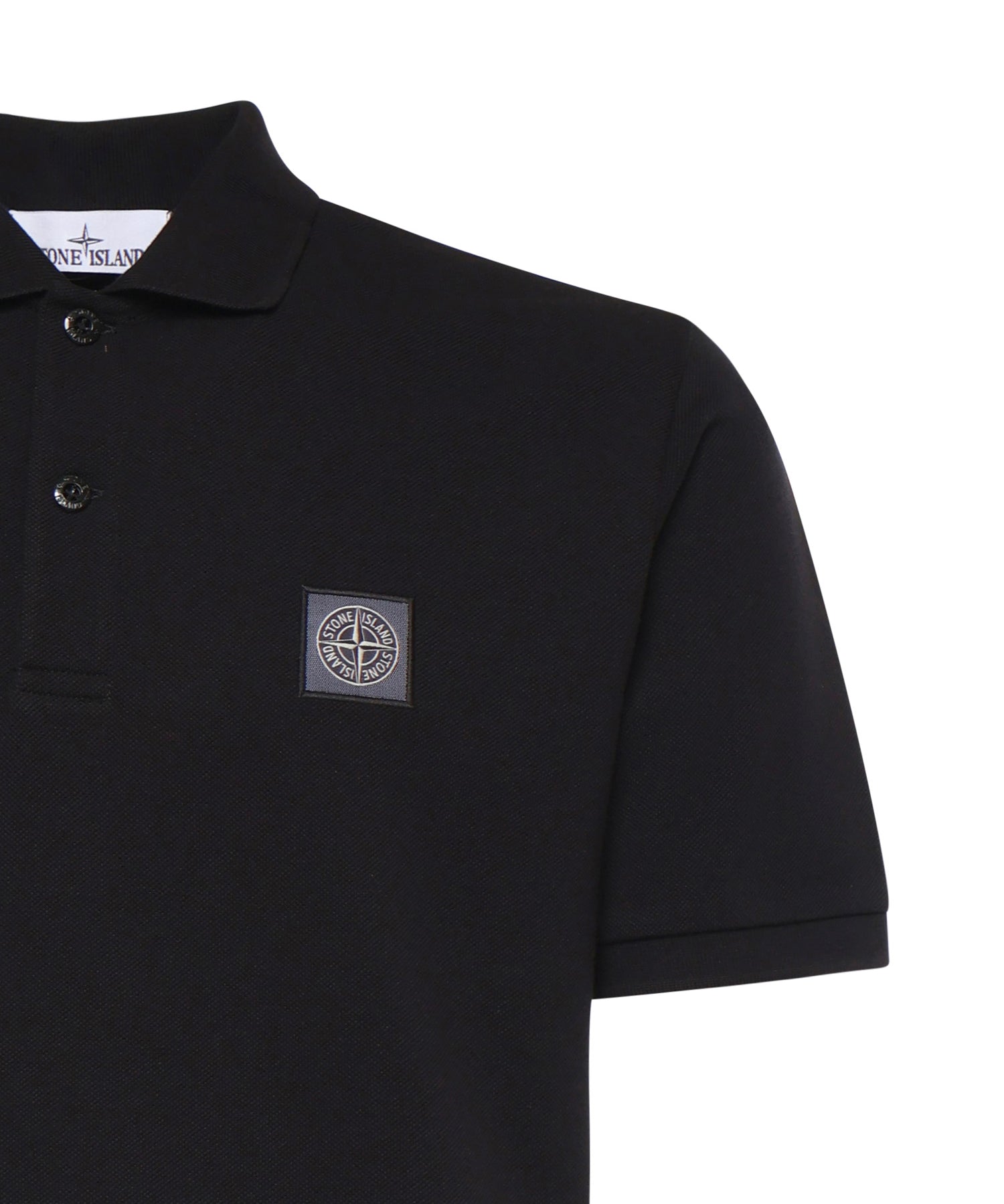 Polo in piqué di cotone con patch Compass L1S152200011 S0039V0029 STONE ISLAND 