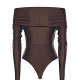 Body Kendall in lycra lucida T190714A TJP062DARK BROWN THE ANDAMANE 