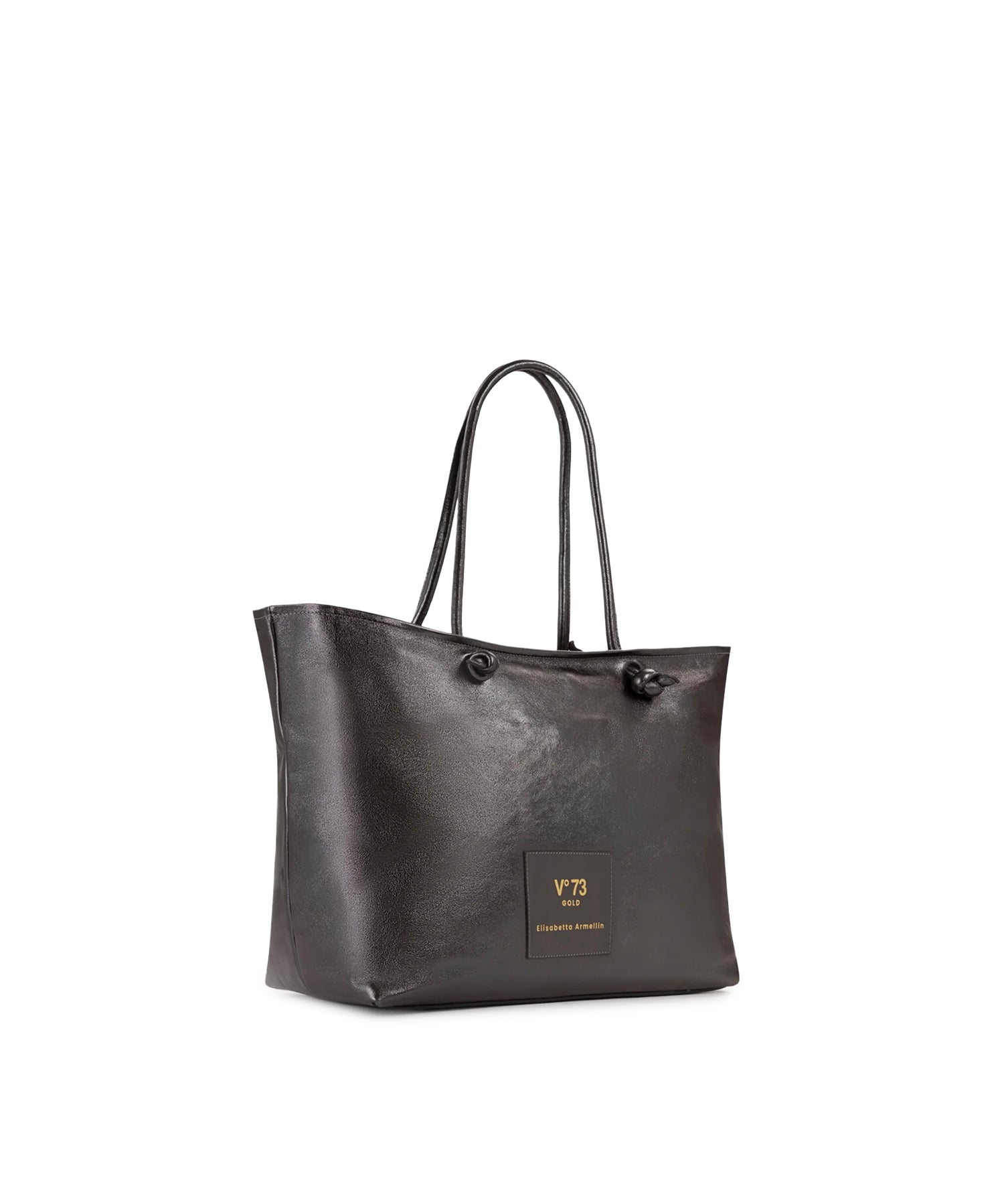 Borsa shopping in pelle con logo 73BP9VT01 LOLLI POPPOP BLACK V° 73 