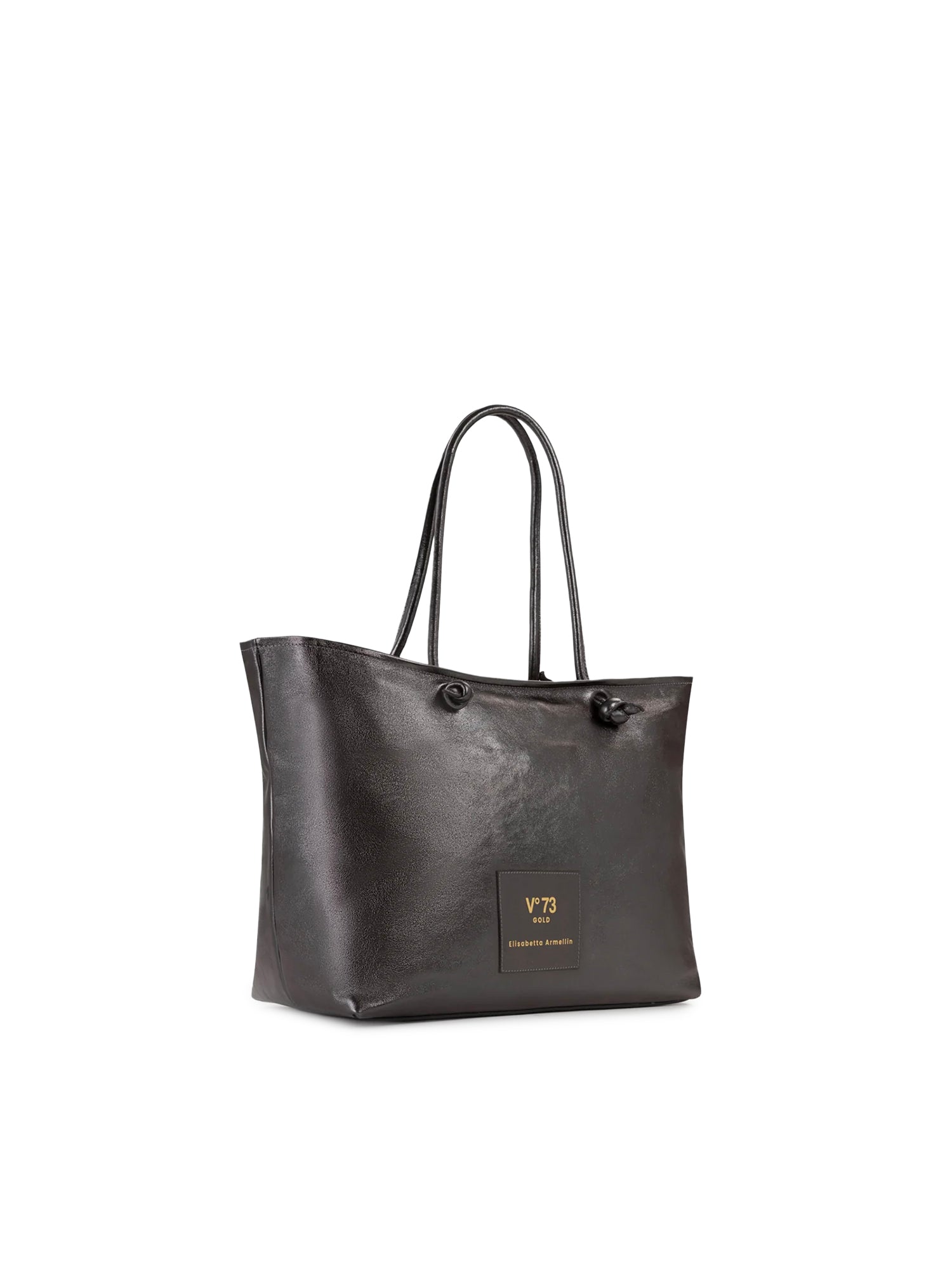 Borsa shopping in pelle con logo 73BP9VT01 LOLLI POPPOP BLACK V° 73 