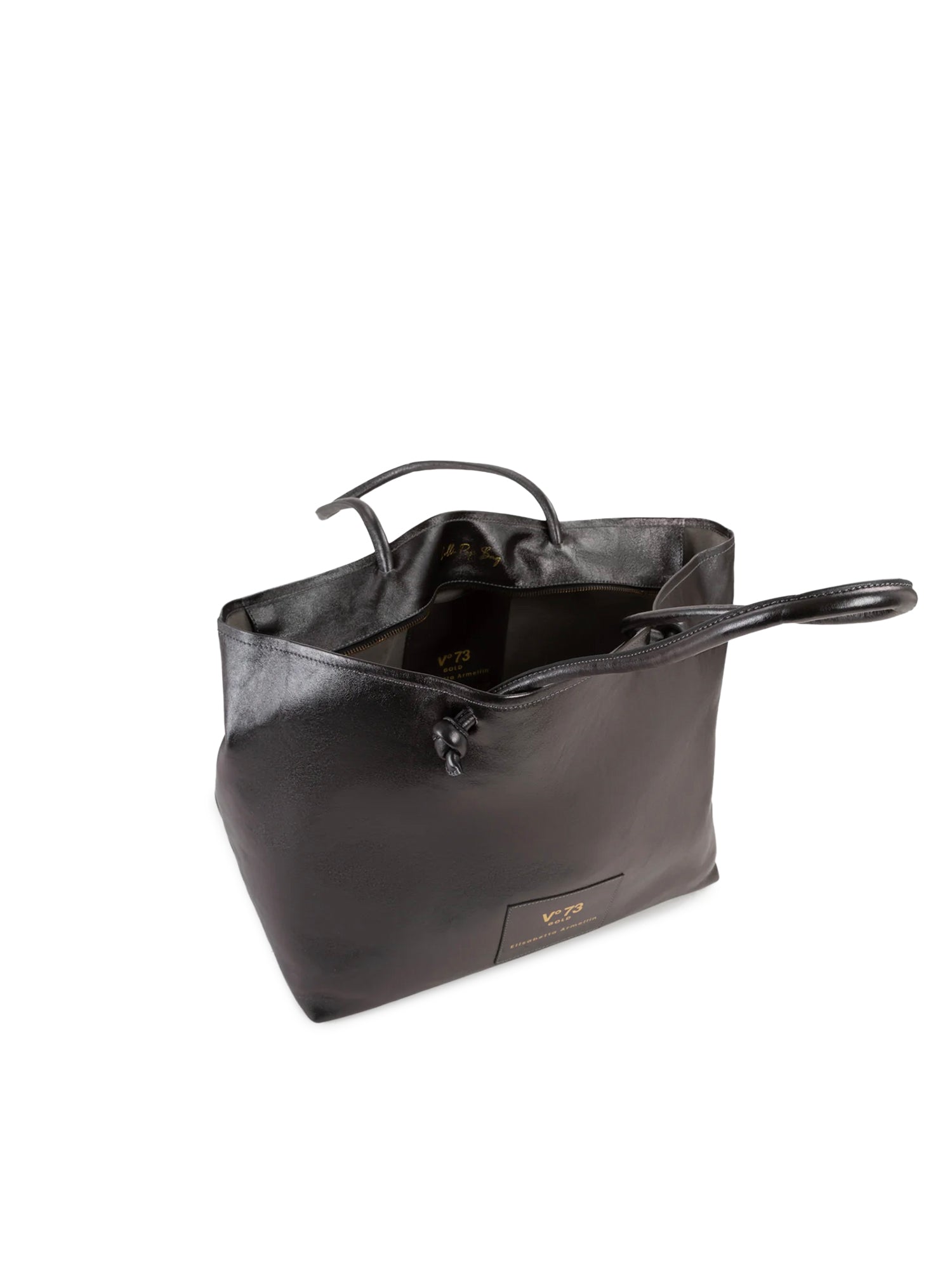 Borsa shopping in pelle con logo 73BP9VT01 LOLLI POPPOP BLACK V° 73 