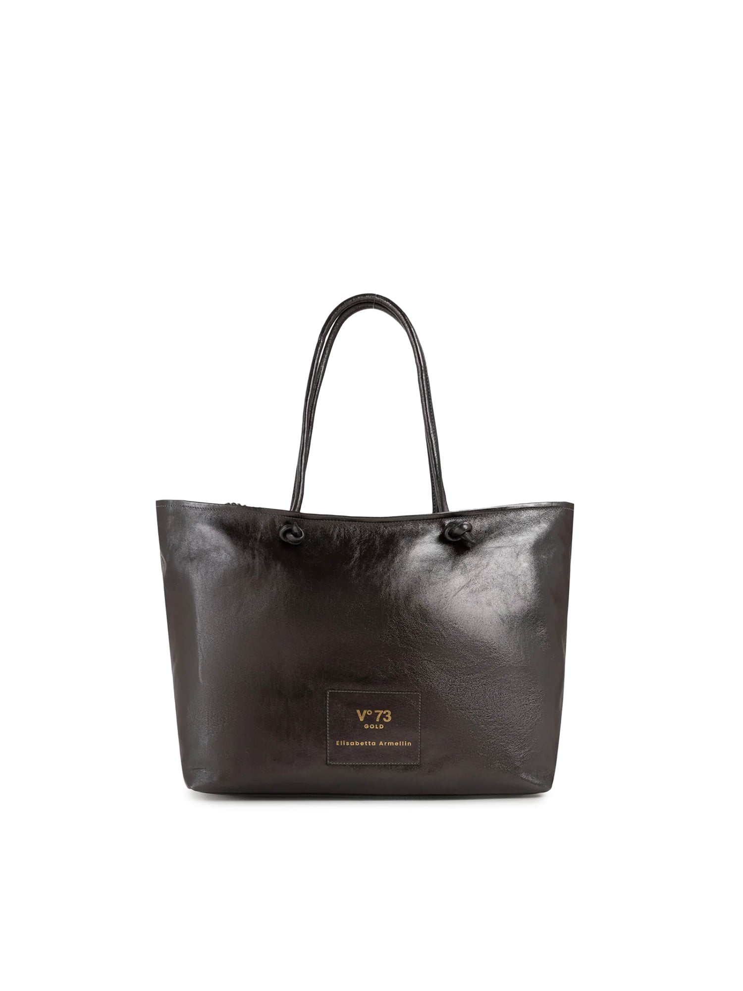 Borsa shopping in pelle con logo 73BP9VT01 LOLLI POPPOP BLACK V° 73 