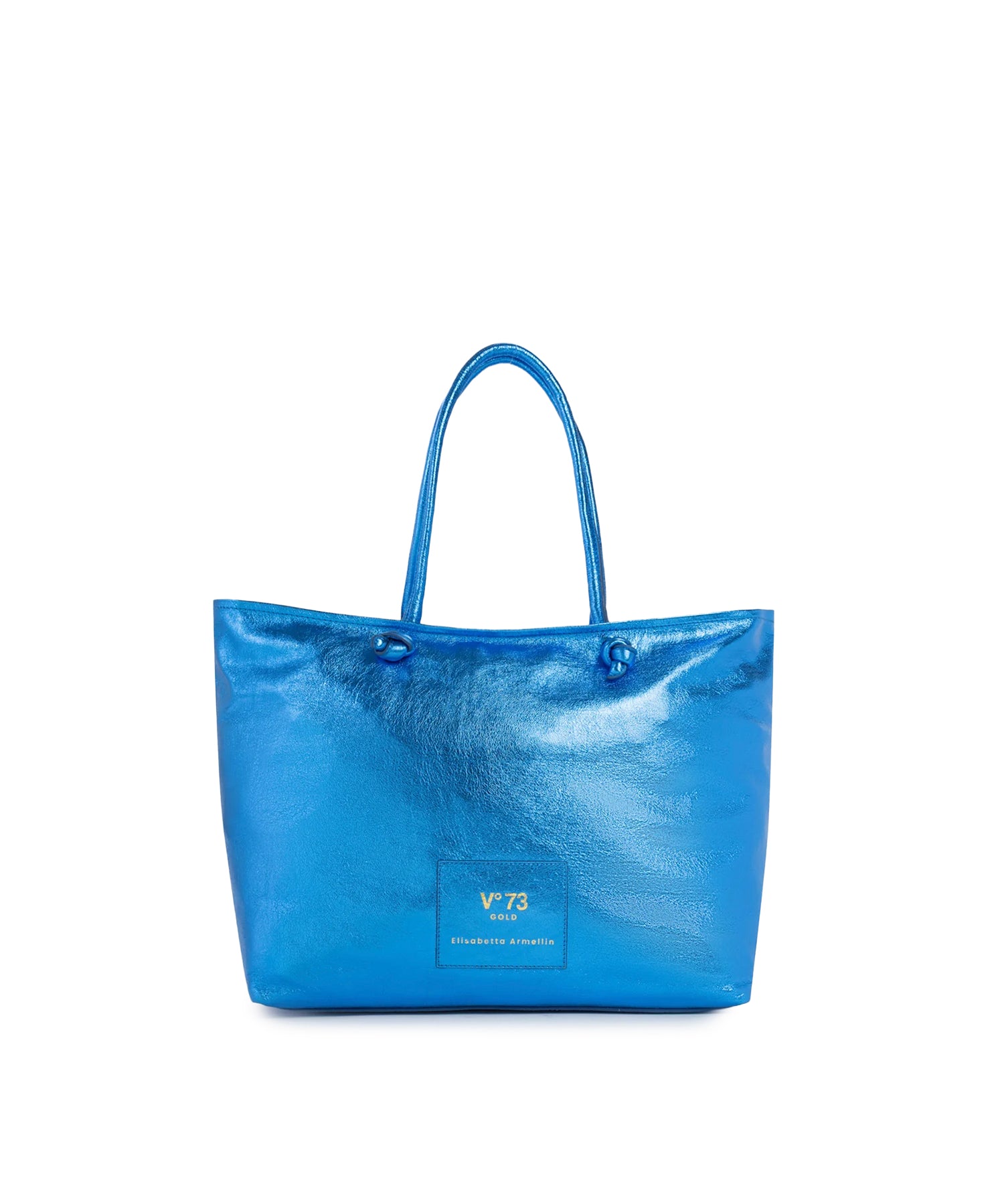 Borsa shopping in pelle con logo 73BP9VT01 LOLLI POPPOP BLUE V° 73 