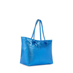 Borsa shopping in pelle con logo 73BP9VT01 LOLLI POPPOP BLUE V° 73 