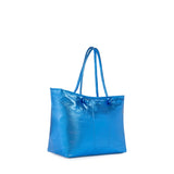 Borsa shopping in pelle con logo 73BP9VT01 LOLLI POPPOP BLUE V° 73 