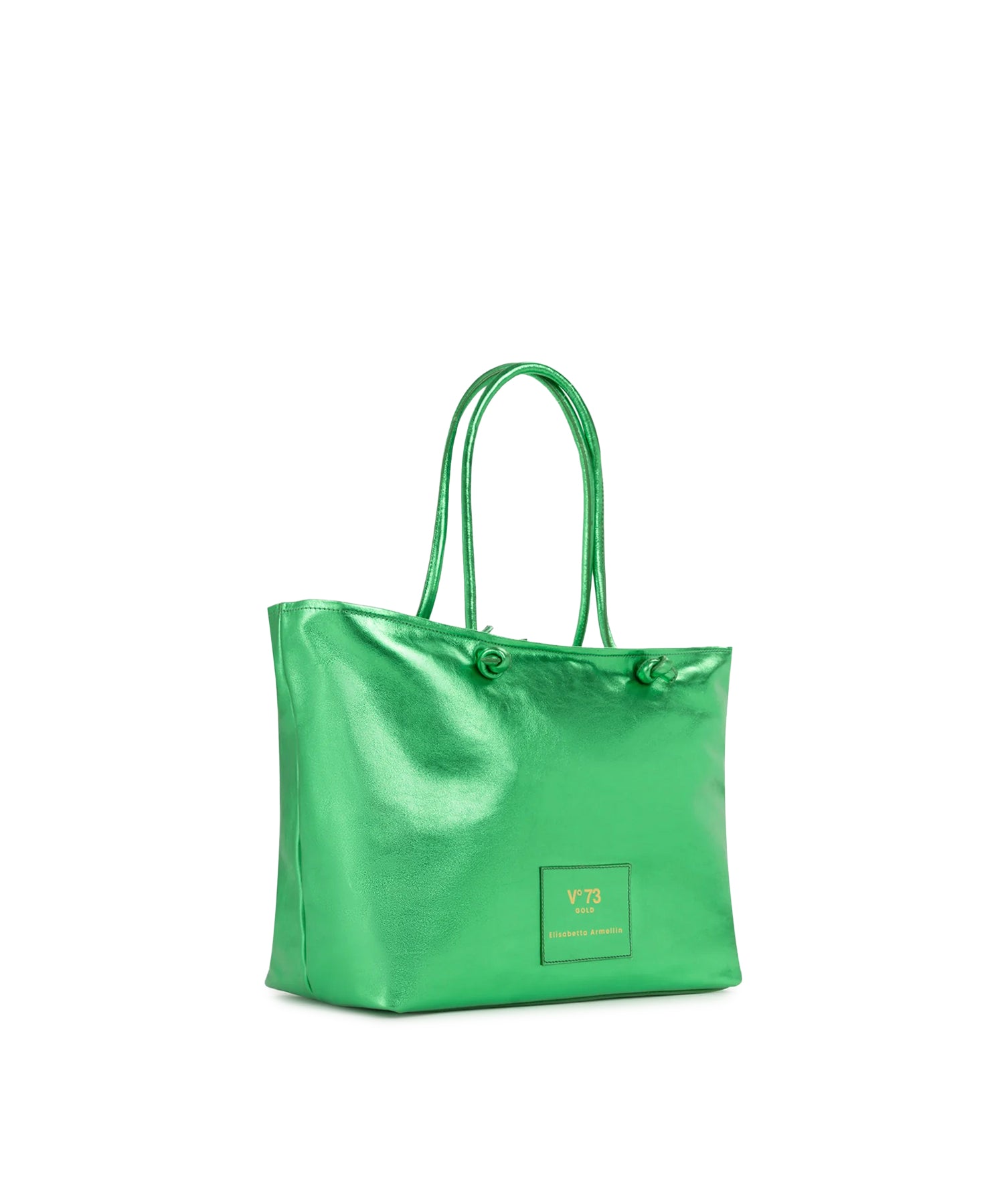 Borsa shopping in pelle con logo 73BP9VT01 LOLLI POPPOP GREEN V° 73 