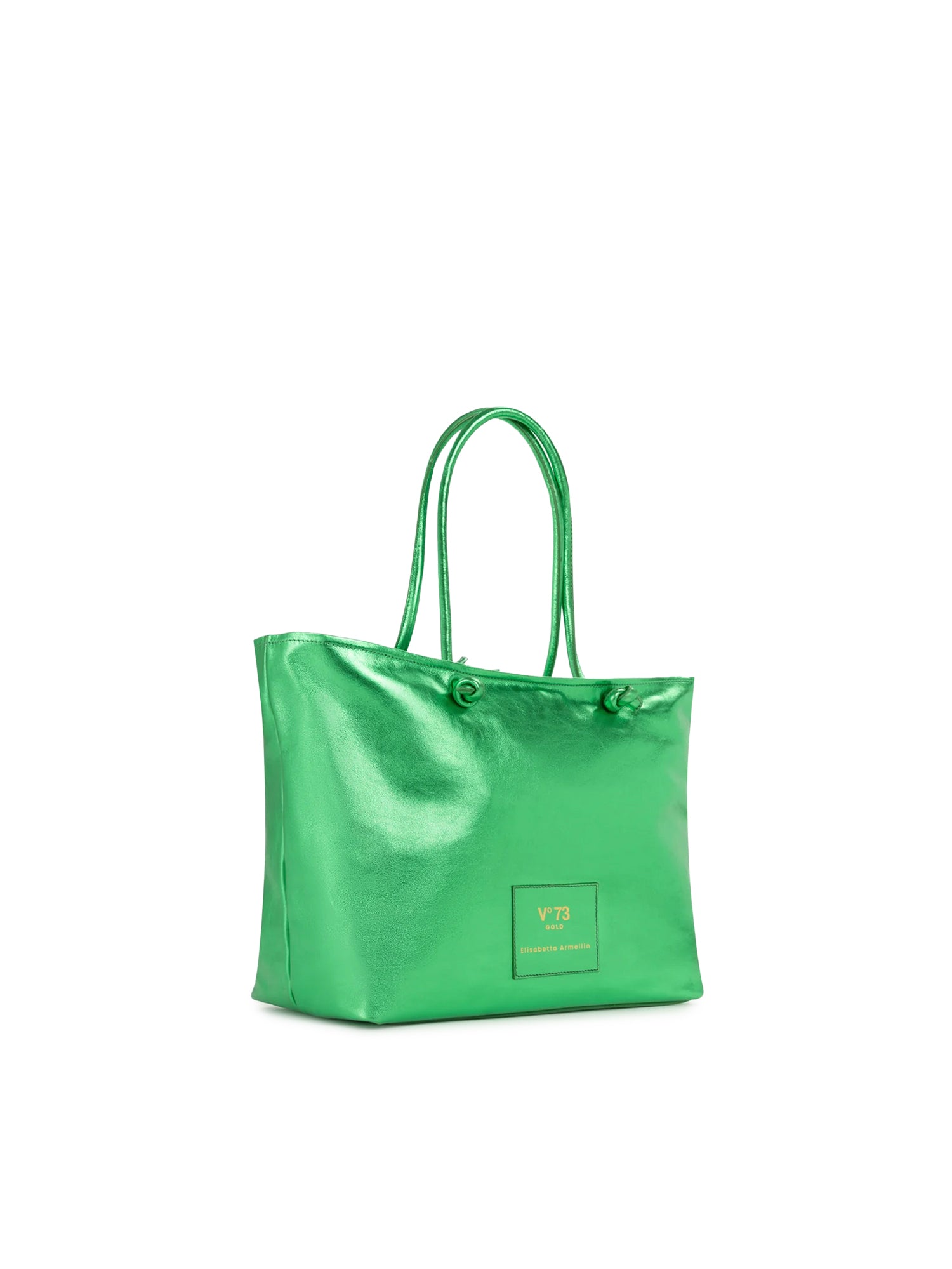 Borsa shopping in pelle con logo 73BP9VT01 LOLLI POPPOP GREEN V° 73 