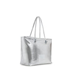 Borsa shopping in pelle con logo<BR/> 73BP9VT01 LOLLI POPPOP SILVER V° 73 