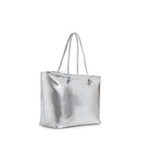 Borsa shopping in pelle con logo<BR/> 73BP9VT01 LOLLI POPPOP SILVER V° 73 