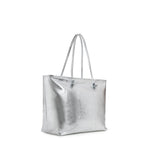 Borsa shopping in pelle con logo<BR/> 73BP9VT01 LOLLI POPPOP SILVER V° 73 