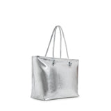 Borsa shopping in pelle con logo<BR/> 73BP9VT01 LOLLI POPPOP SILVER V° 73 