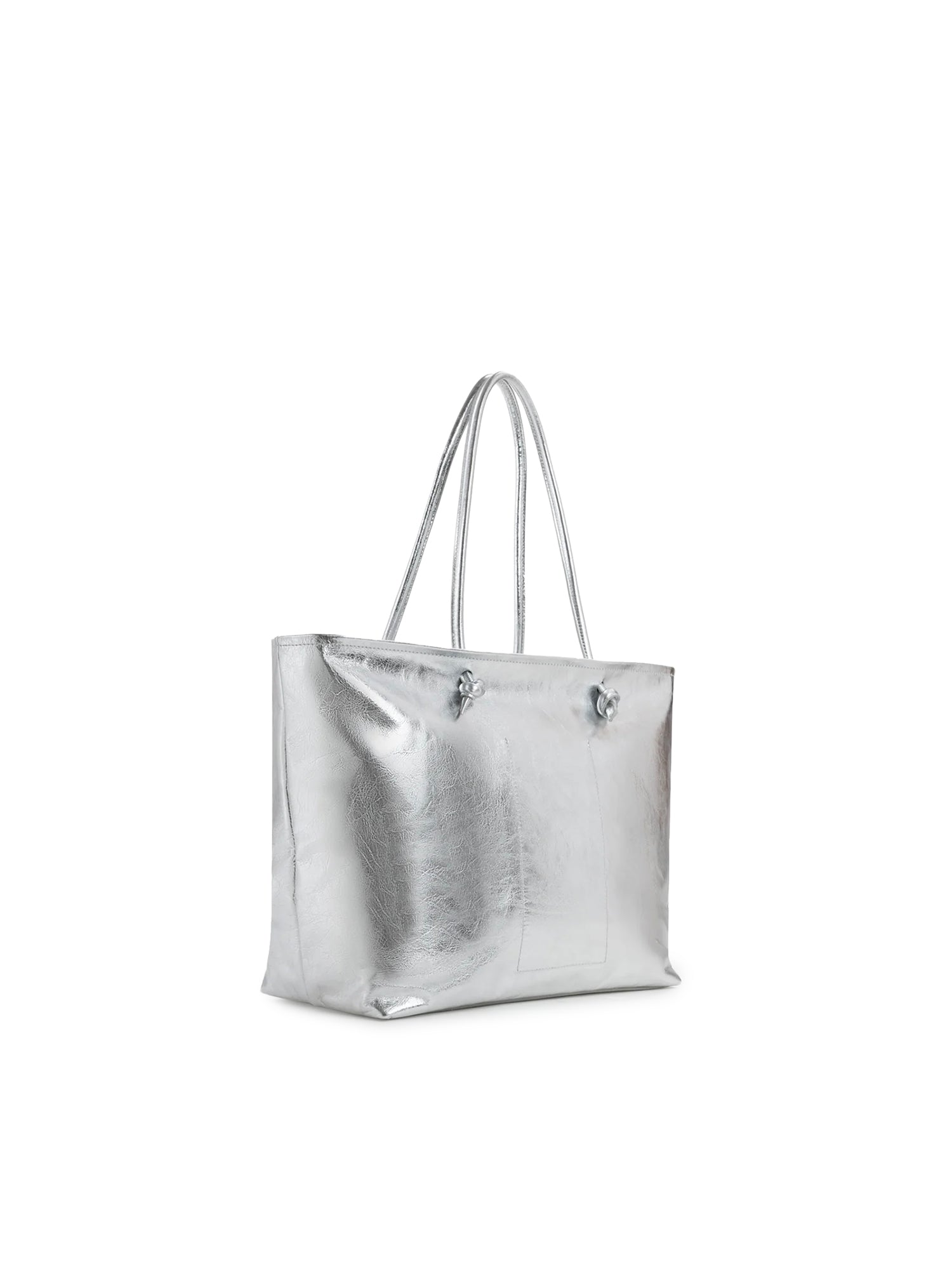 Borsa shopping in pelle con logo<BR/> 73BP9VT01 LOLLI POPPOP SILVER V° 73 