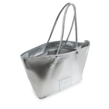 Borsa shopping in pelle con logo<BR/> 73BP9VT01 LOLLI POPPOP SILVER V° 73 