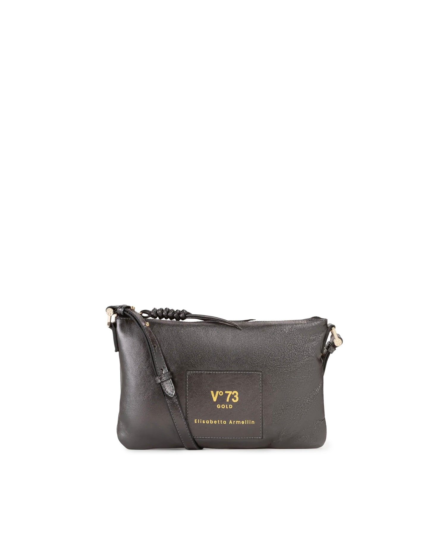 Borsa a tracolla in pelle con logo 73BP9VT03 LOLLI POPPOP BLACK V° 73 