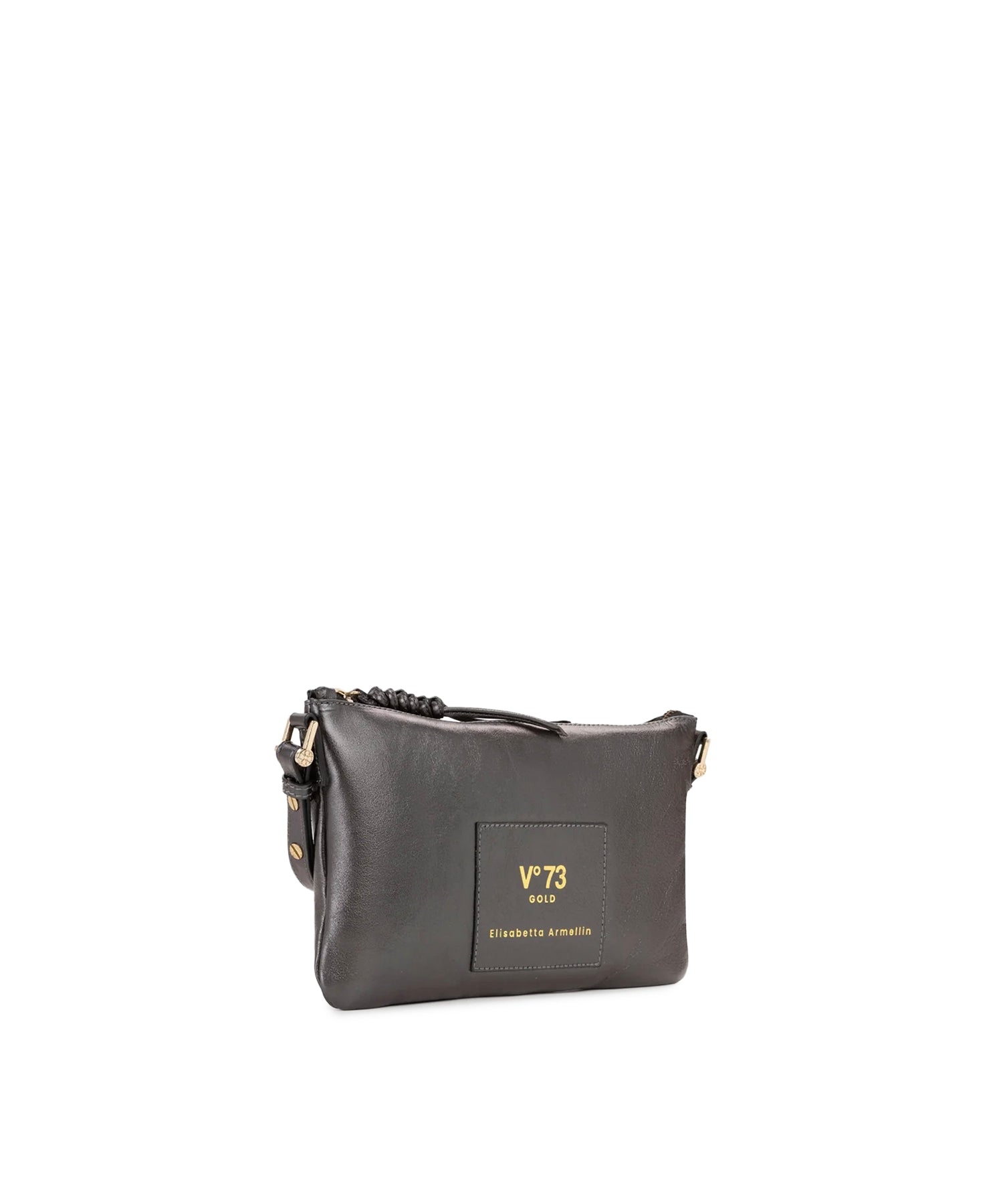 Borsa a tracolla in pelle con logo 73BP9VT03 LOLLI POPPOP BLACK V° 73 