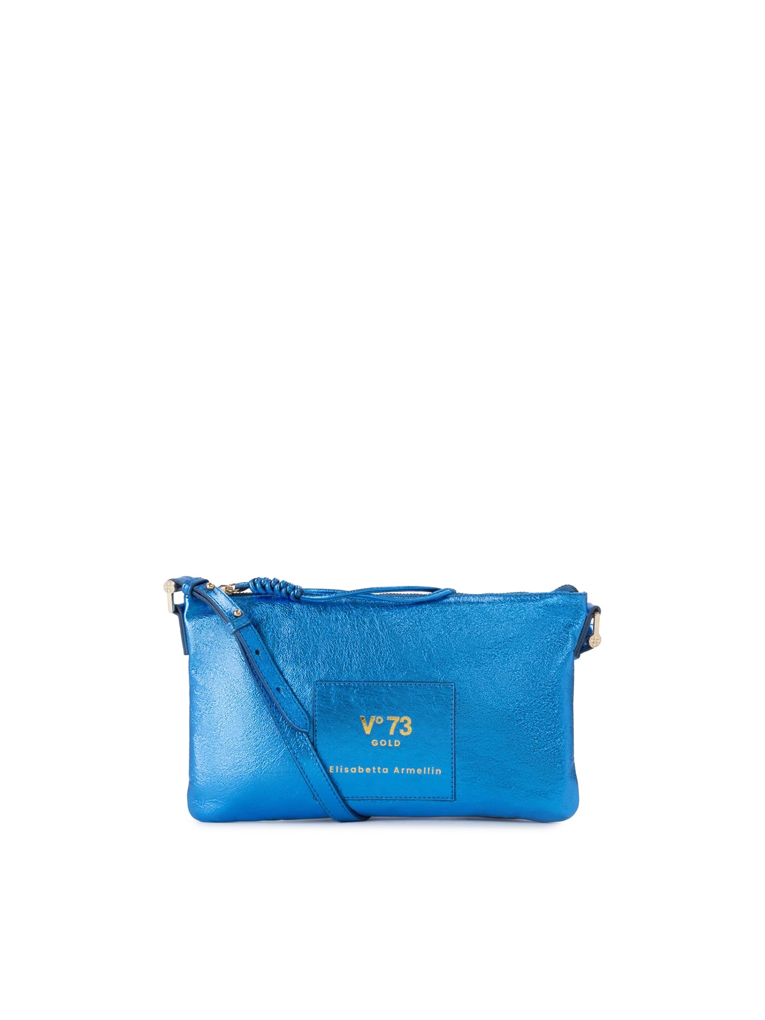 Borsa a tracolla in pelle con logo 73BP9VT03 LOLLI POPPOP BLUE V° 73 
