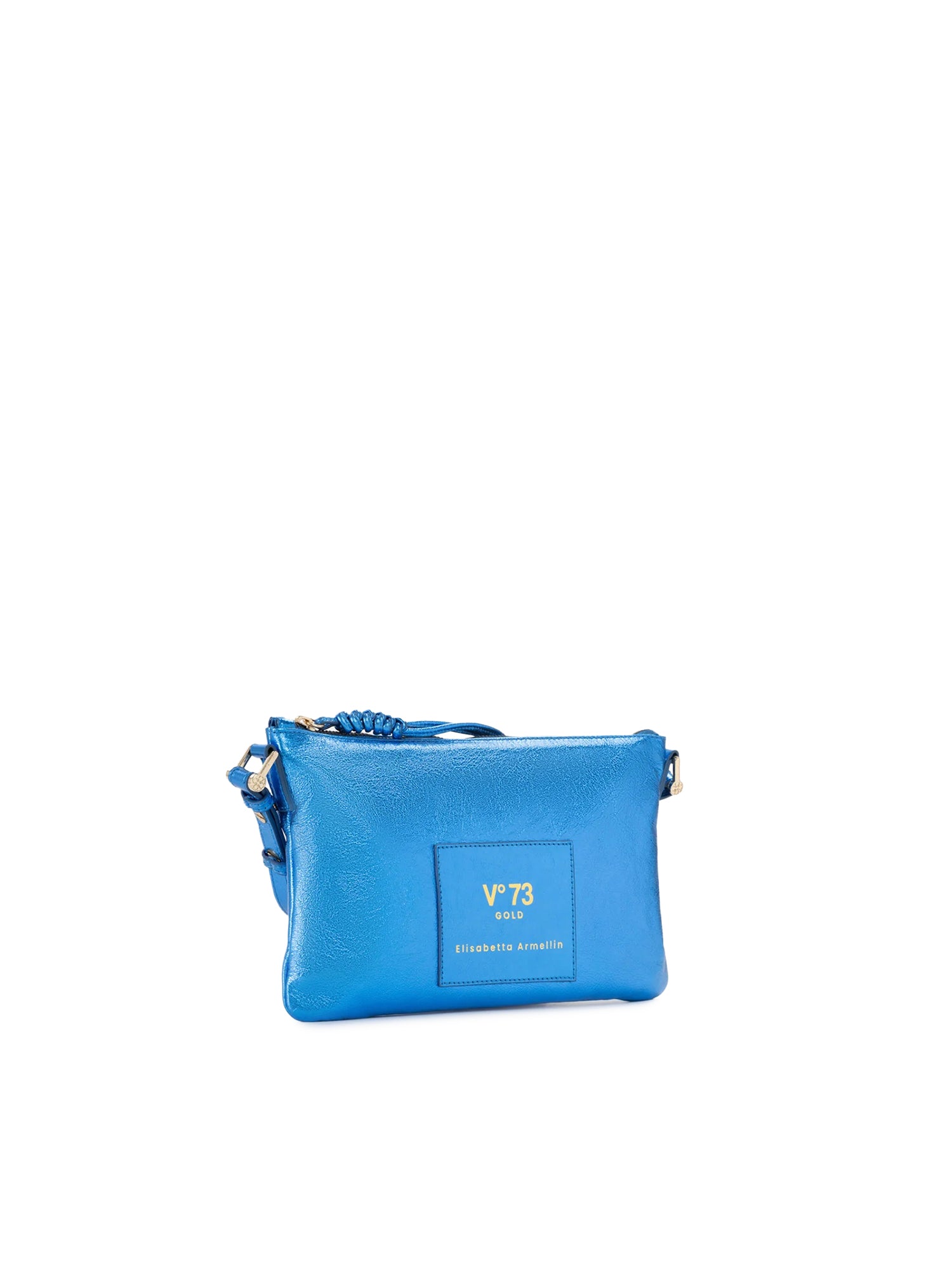Borsa a tracolla in pelle con logo 73BP9VT03 LOLLI POPPOP BLUE V° 73 