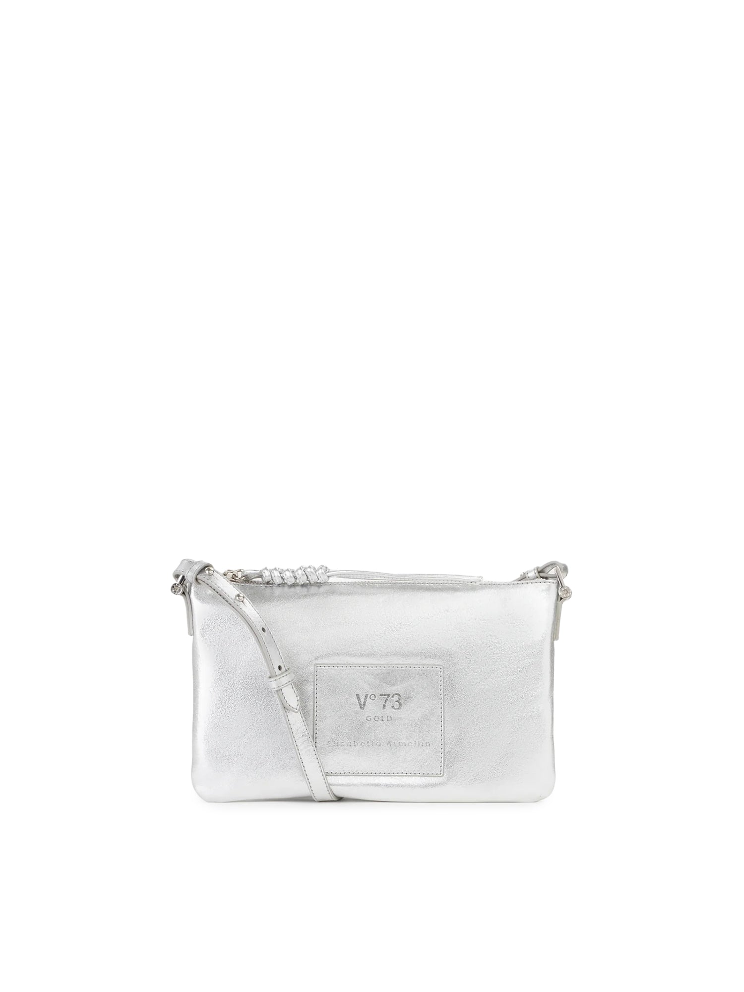 Borsa a tracolla in pelle con logo 73BP9VT03 LOLLI POPPOP SILVER V° 73 