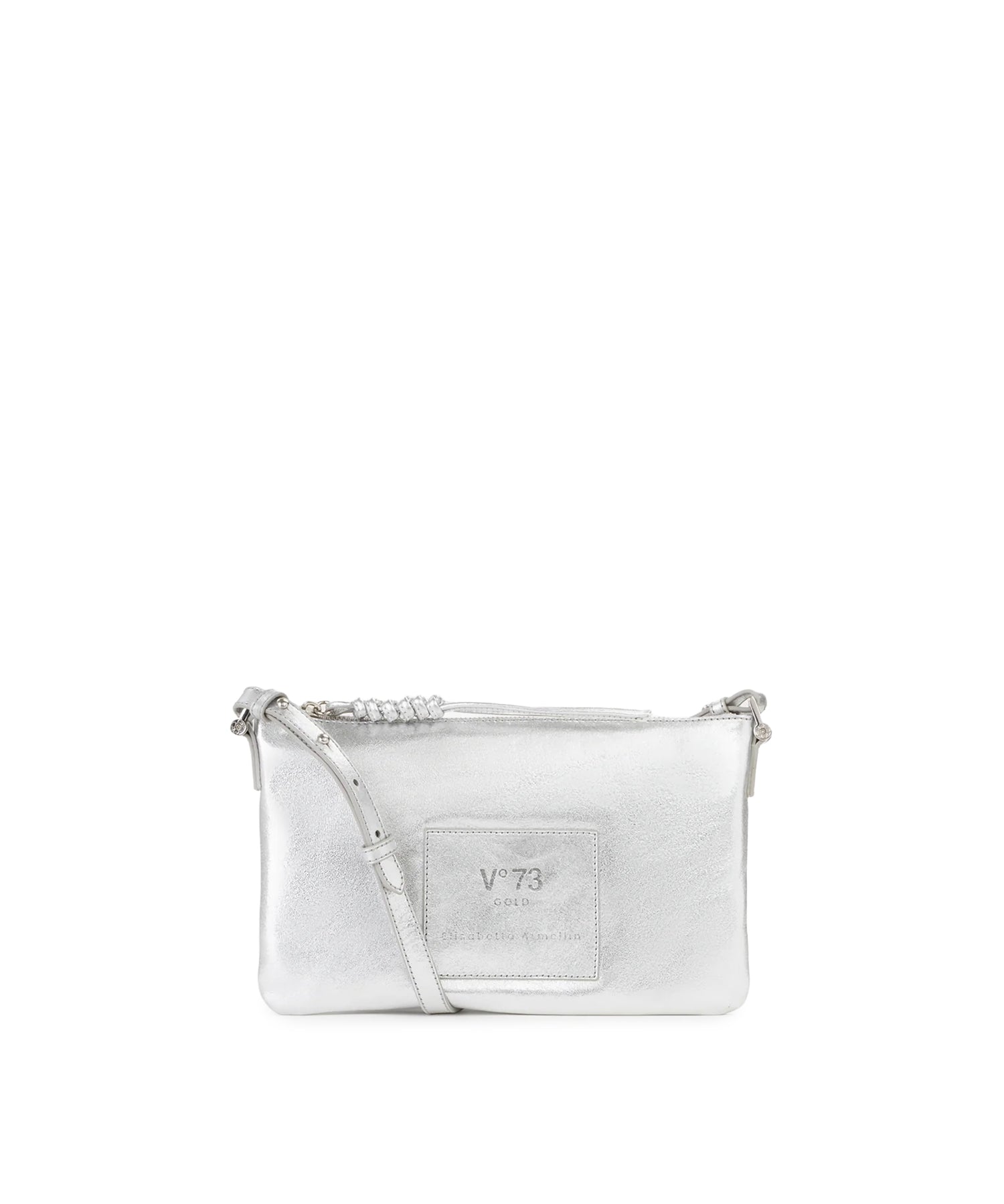 Borsa a tracolla in pelle con logo 73BP9VT03 LOLLI POPPOP SILVER V° 73 
