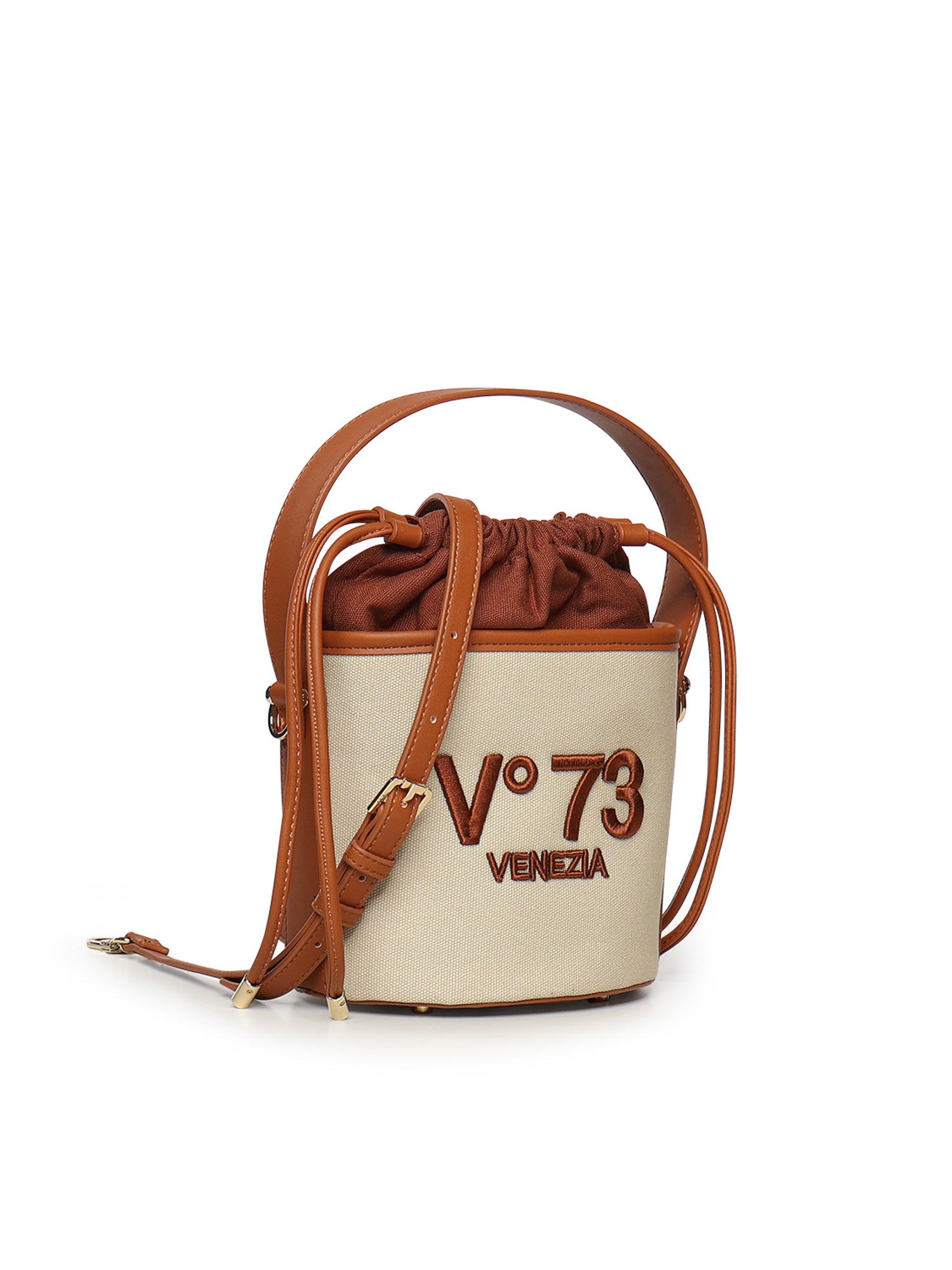 Secchiello con logo 73BS9MU03 RESPONSIBLE 73OFF WHITE/CUOIO V° 73 