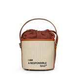 Secchiello con logo 73BS9MU03 RESPONSIBLE 73OFF WHITE/CUOIO V° 73 