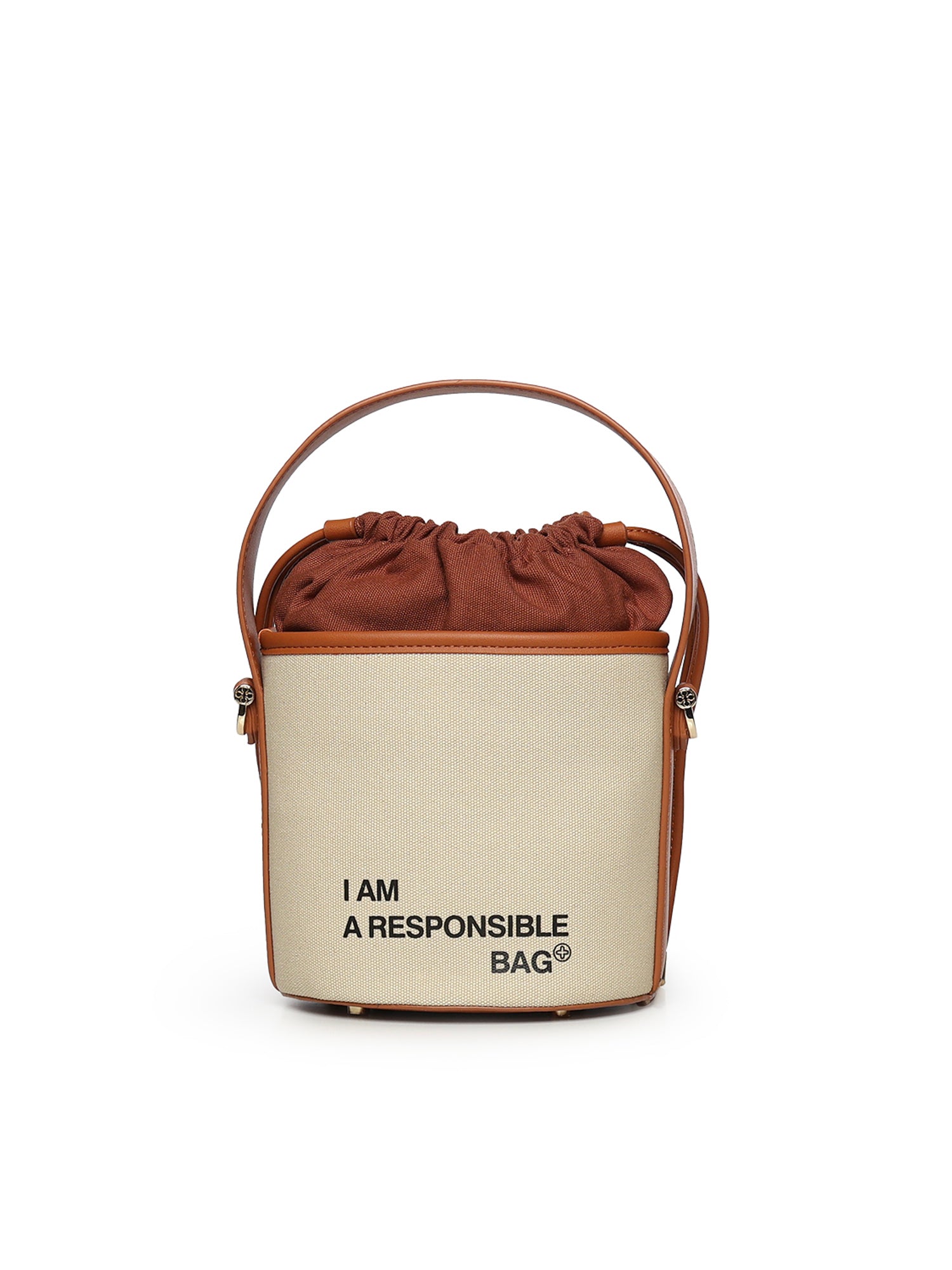 Secchiello con logo 73BS9MU03 RESPONSIBLE 73OFF WHITE/CUOIO V° 73 