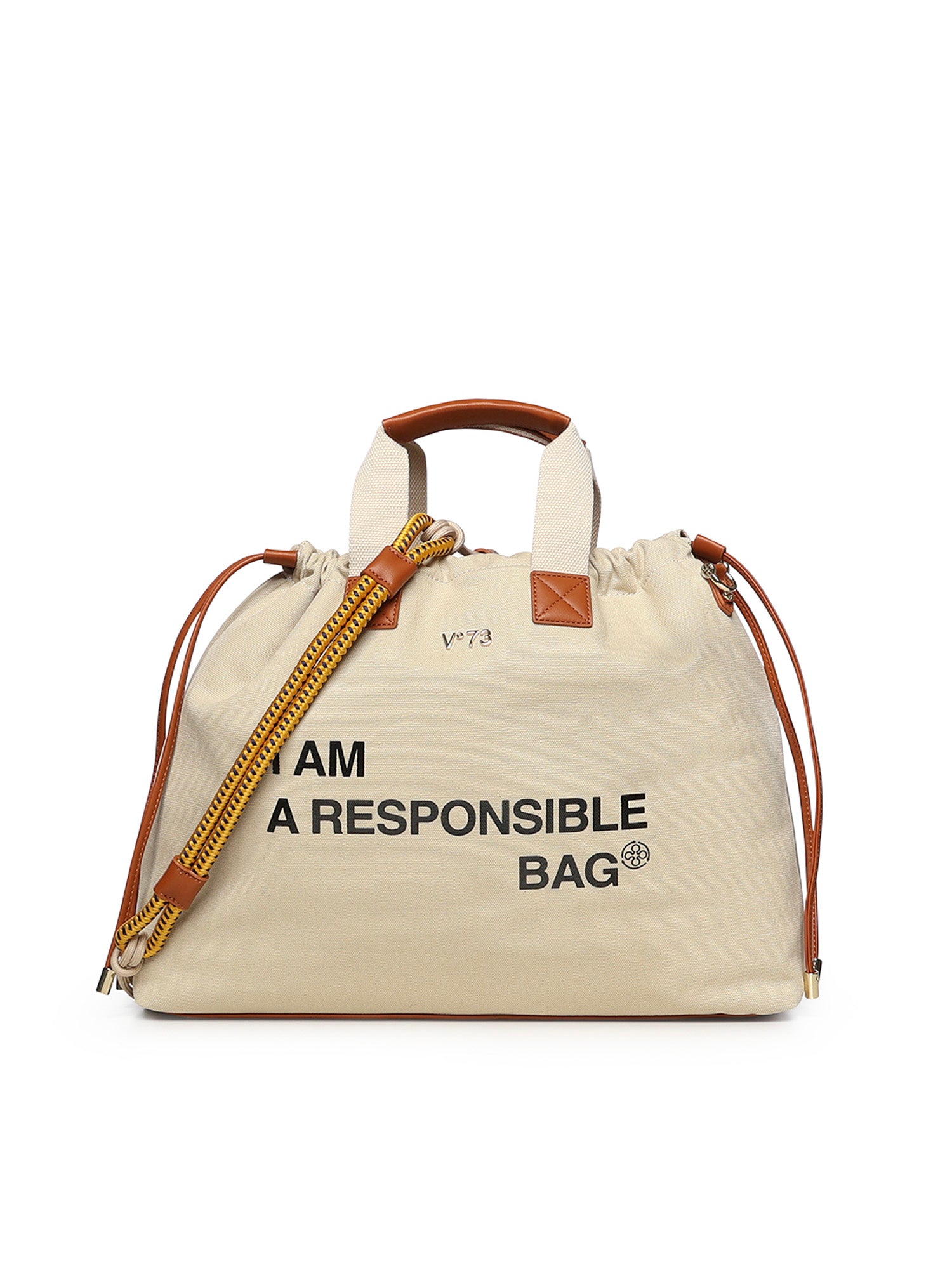Borsa Responsability con logo 73BS9N005 RESPONSIBLEOFF WHITE/CUOIO V° 73 
