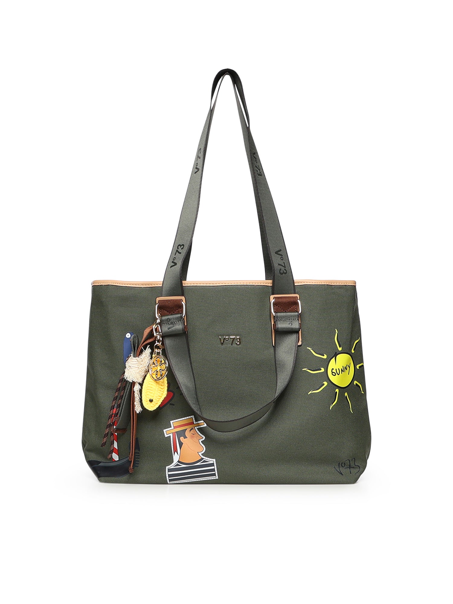 Borsa shopping Tita con logo 73BS9TZ01C TITAVERDE/NATURALE V° 73 