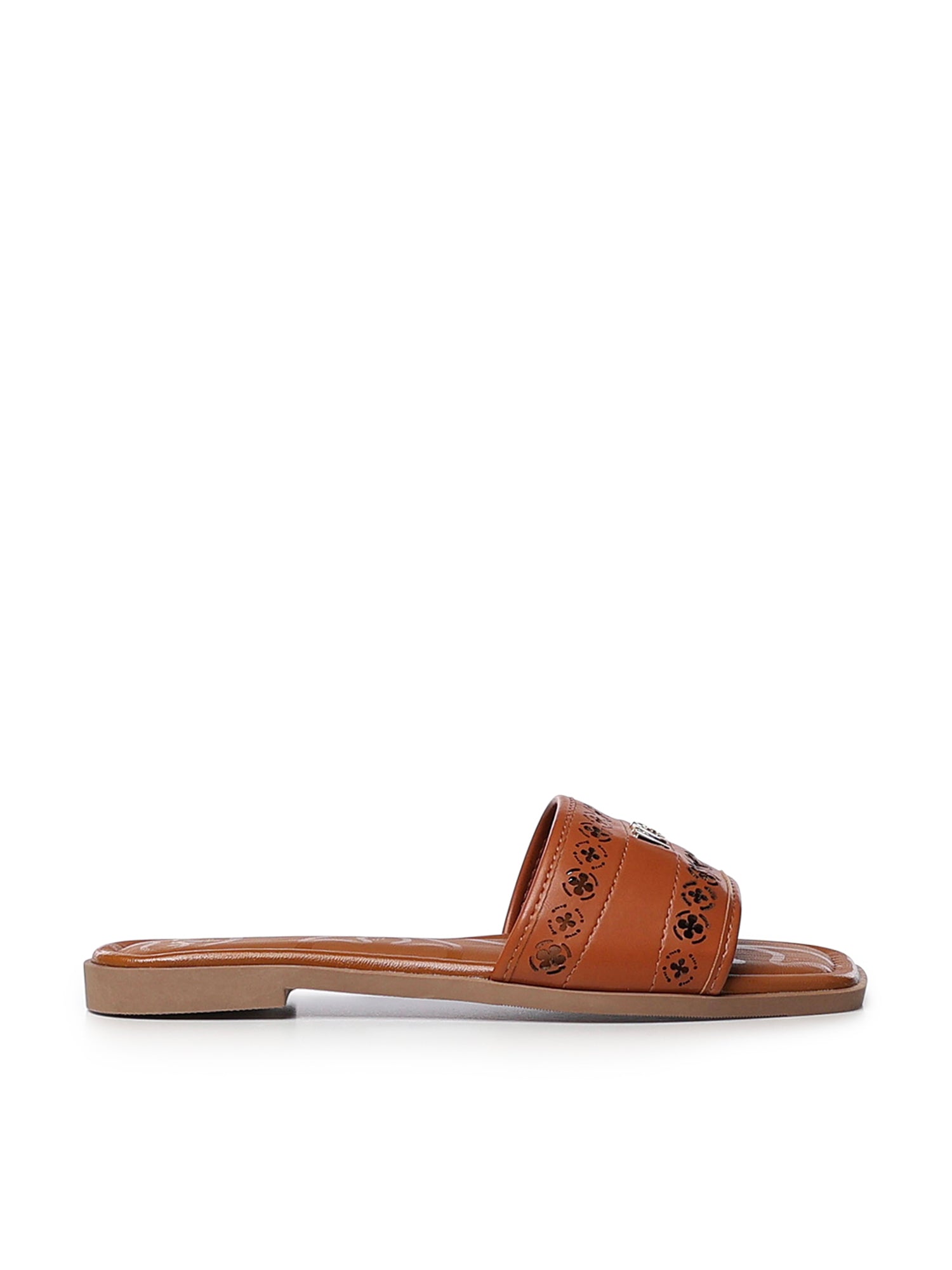 Sandali slide Maya con logo 73SC9Y201TRA MAYA FLATCUOIO V° 73 