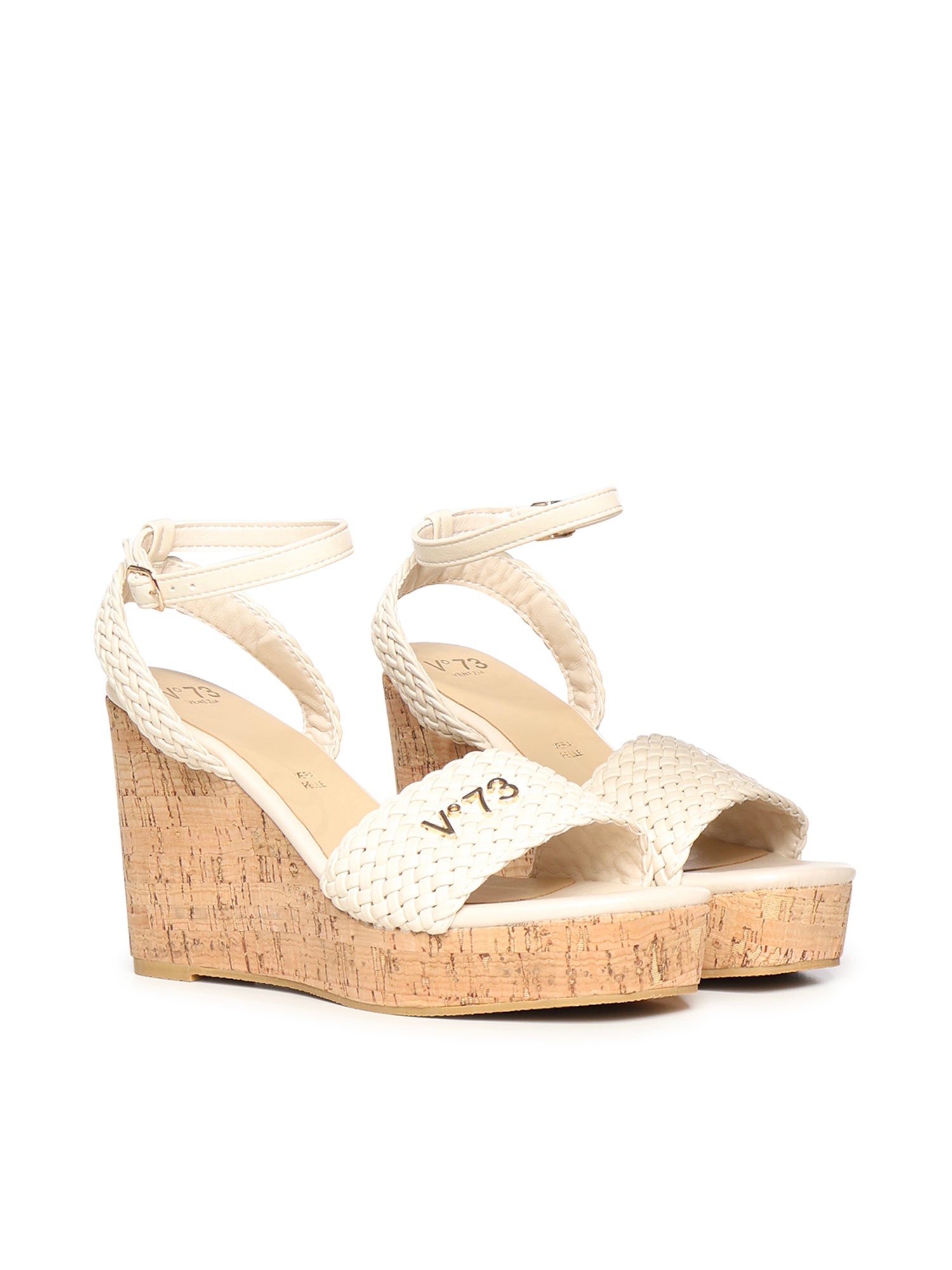 Sandali con zeppa e logo 73SC9YU01INT ZELDA WEDGEOFF WHITE V° 73 