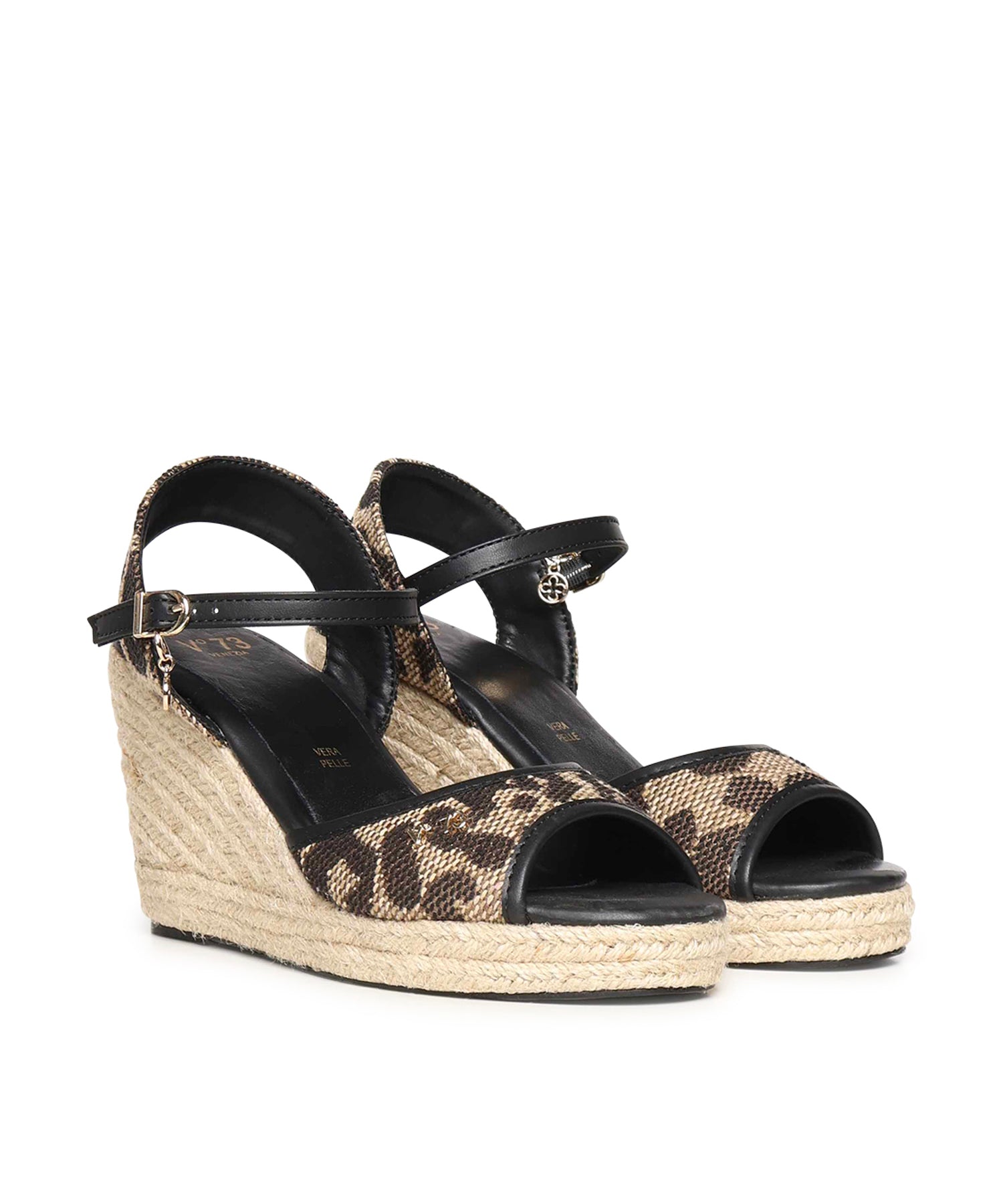 Sandali con zeppa Ilene e logo 73SC9YW01LEO ILENE WEDGEBEIGE/MORO V° 73 