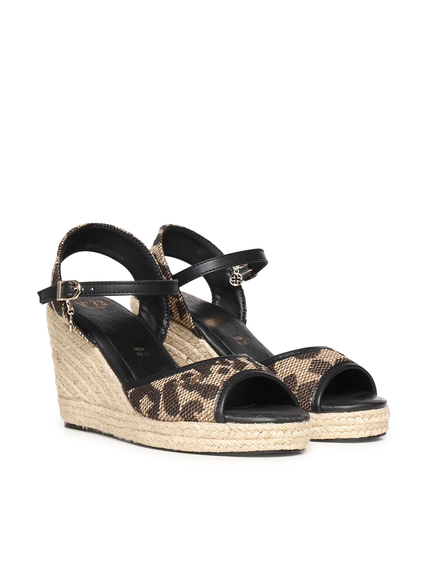 Sandali con zeppa Ilene e logo 73SC9YW01LEO ILENE WEDGEBEIGE/MORO V° 73 