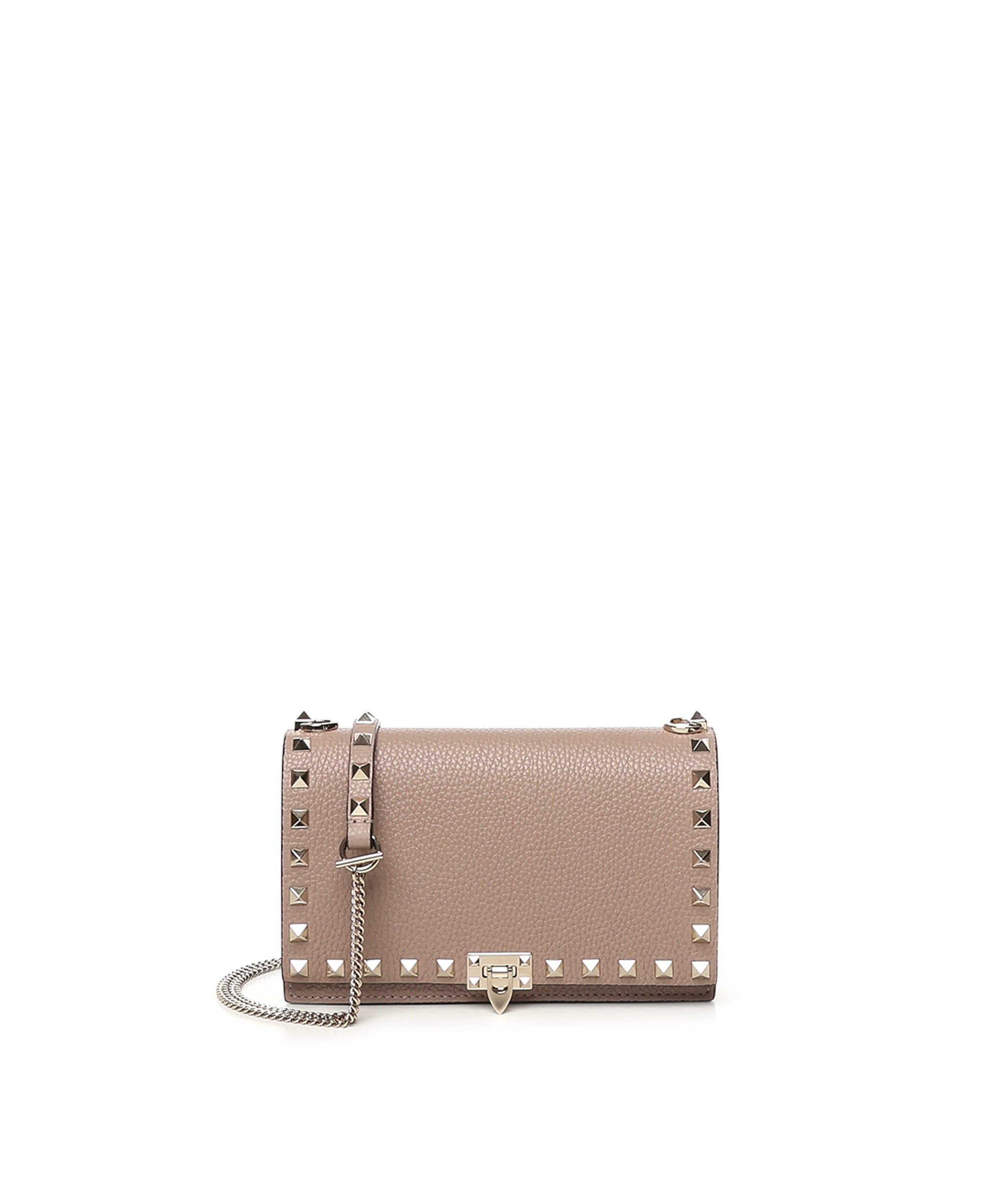 Mini bag con catena Rockstud in vitello granato 8W2P0Y59 VSHP45 VALENTINO GARAVANI 