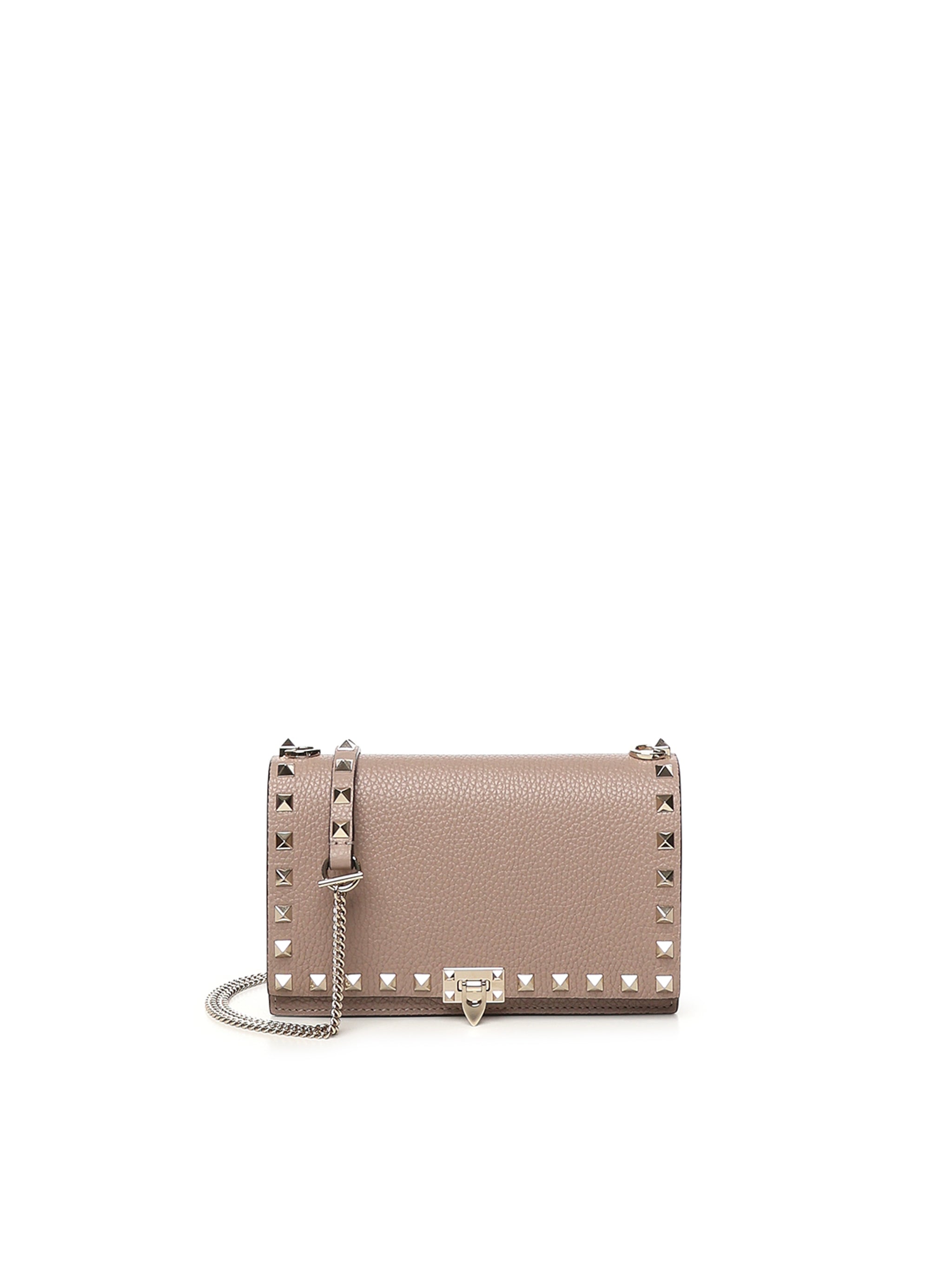 Mini bag con catena Rockstud in vitello granato 8W2P0Y59 VSHP45 VALENTINO GARAVANI 